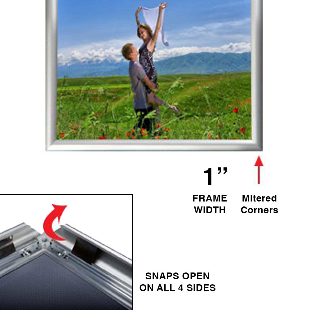 Fireproof 8.5x11 Snap Frame - 1 Inch Silver Aluminum Sign Holder for Menu Boards, Safety Signs & Office Displays - Heat Resistant & Durable