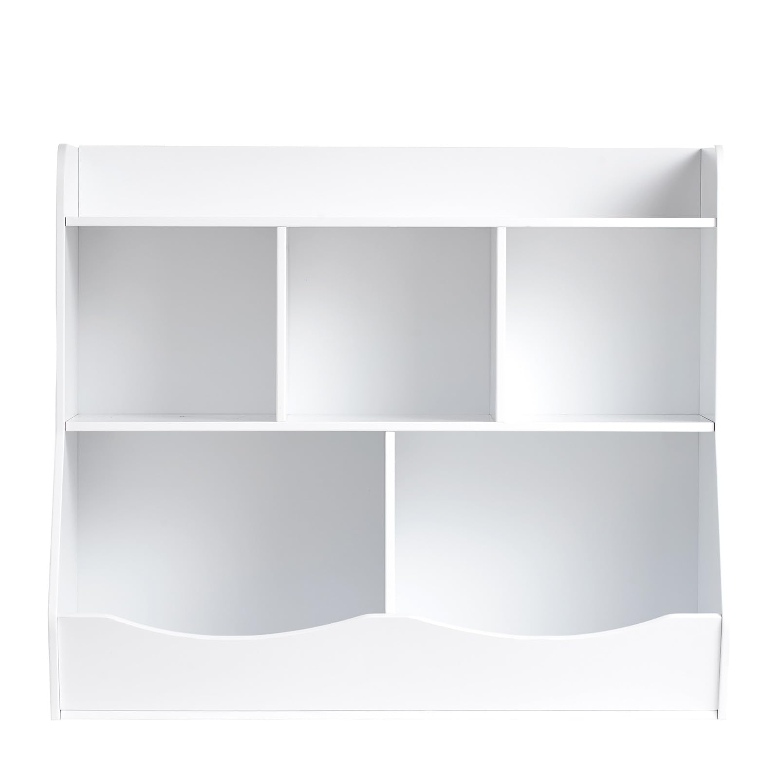 VEVOR 5-Cubby Wooden Toy Storage Organizer with Bookshelf - Kids Room Storage Cabinet for Toys & Books - Nursery, Playroom, Kindergarten Furniture - White (Perfect for Organizing Toys, Books & Kids' Belongings)