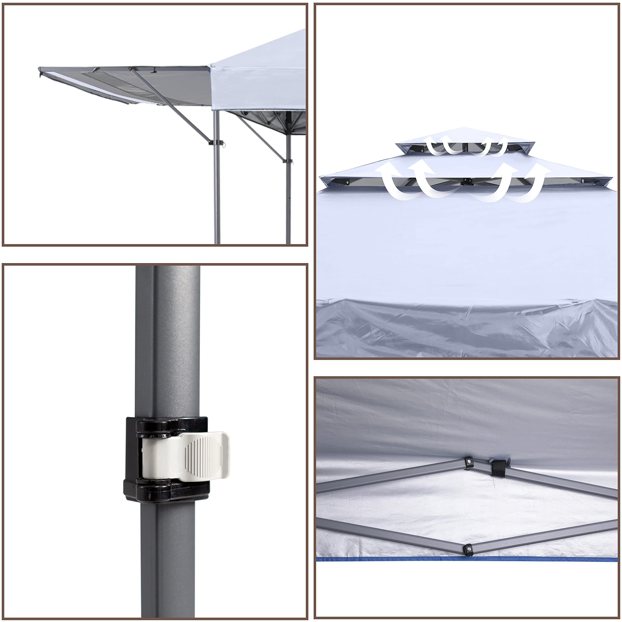 ABCCANOPY 10x10 Pop Up Gazebo Canopy - 3-Tier Instant Shelter with Adjustable Dual Half Awnings, White - Perfect for Backyard, Patio, Camping & Outdoor Events