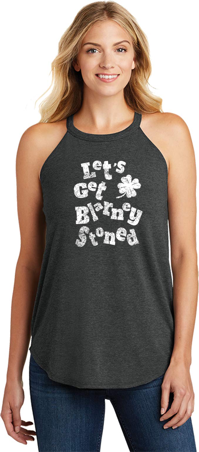 St. Patrick's Day 'Let's Get Blarney Stoned' Women's Tri-Rocker Tank Top - Perfect for Irish Pub Crawls & Festive Celebrations
