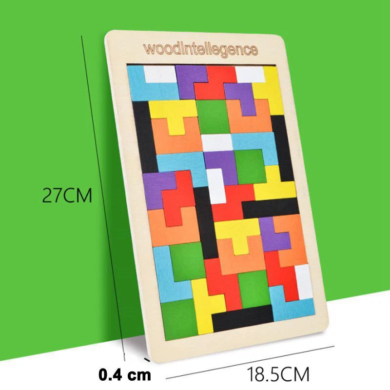 Premium Wooden Tetris Puzzle Board Game - Classic Block Stacking Brain Teaser for Kids & Adults - Perfect for Family Game Night, Office Stress Relief & Educational STEM Toy