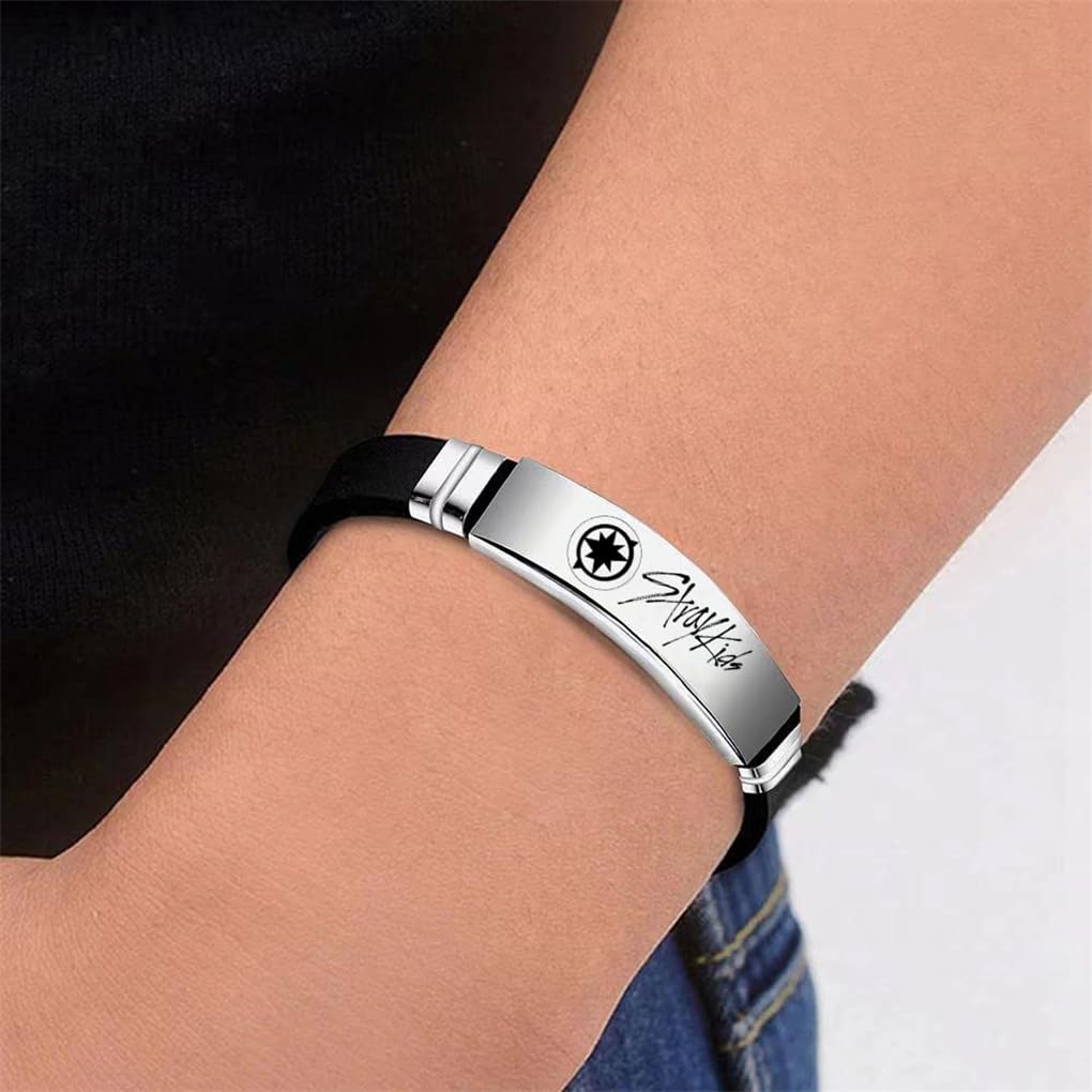 2 Pack Stray Kids Merch Bracelets - SKZ Charm Silicone Wristbands for Fans, Kpop Jewelry Gifts for Women & Men - Perfect for Concerts, Fan Meetings & Daily Wear
