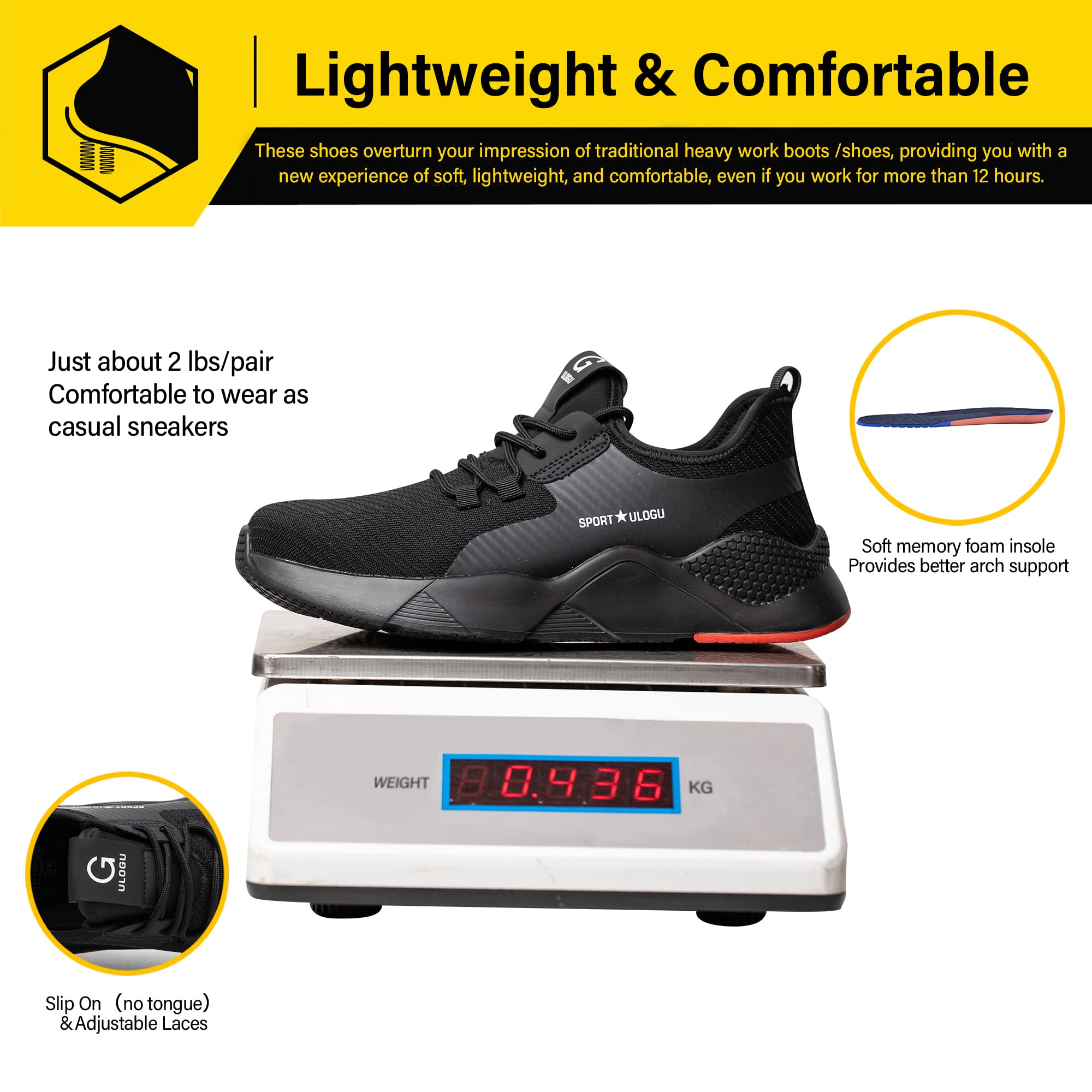 Waterproof Steel Toe Shoes for Men & Women - Lightweight Comfortable Puncture Proof Safety Work Sneakers - Construction, Industrial & Outdoor Work Shoes for Warehouse, Factory & Landscaping