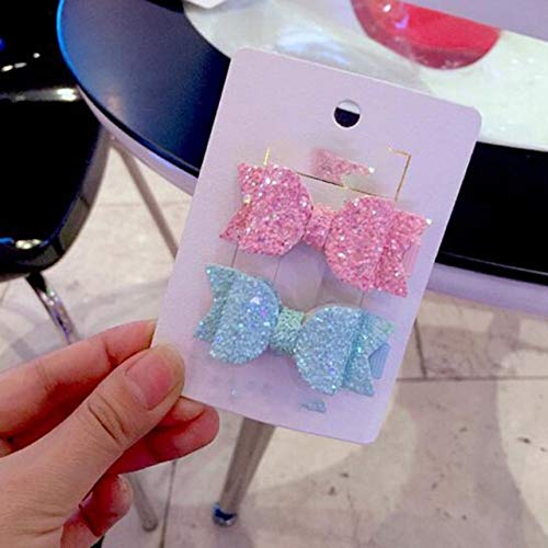 2-Piece Set Cute Mini Double Layer Glitter Hair Bows for Girls - Sequins Princess Hair Clips & Hairpins Accessories for Kids - Perfect for Birthday Parties, School, and Special Occasions
