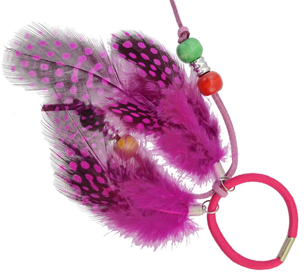 Suoirblss 4PCS Handmade Boho Hippie Hair Wraps - Women's Feather Hair Ties, Headbands & Ponytail Holders for Festival, Beach & Everyday Styling