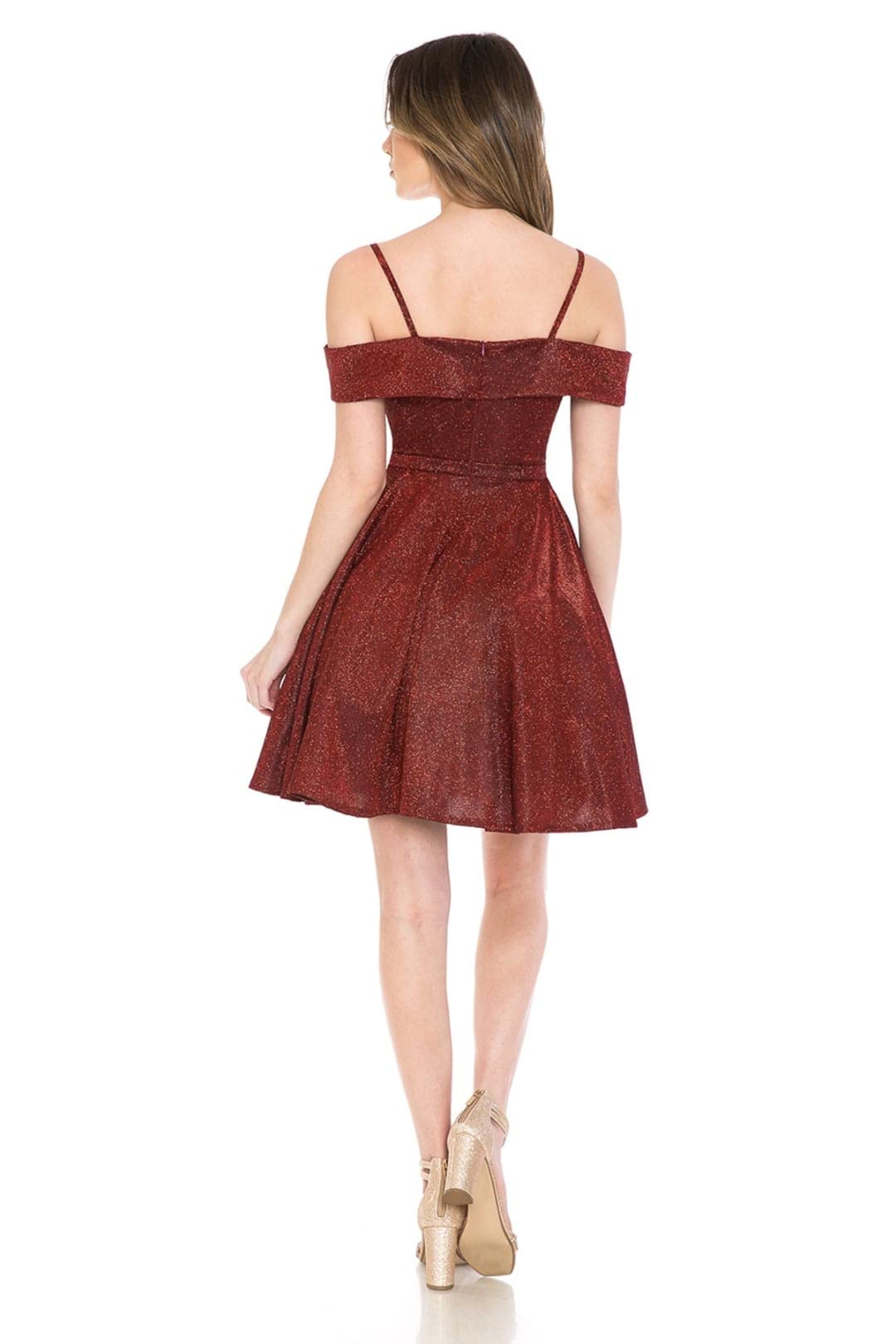 Elegant Cold Shoulder Cocktail Dress for Women - Sexy Off-the-Shoulder Party Gown in Wine Red - Perfect for Evening Parties, Weddings & Date Nights
