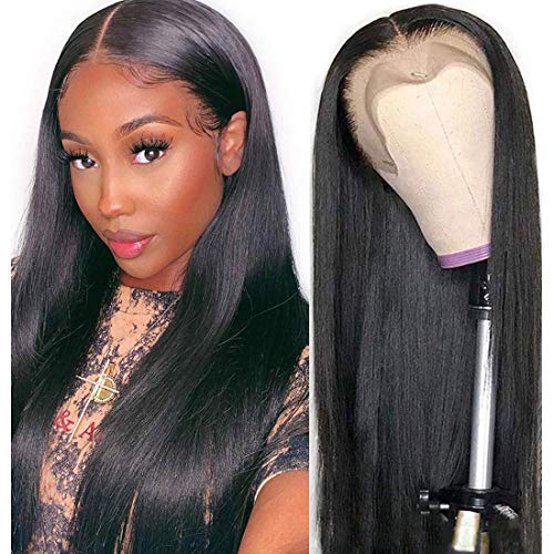 13x4 Lace Front Wigs Human Hair - Pre Plucked Bleached Knots, Straight Natural Black 10A Brazilian Virgin Hair Wigs for Black Women with Baby Hair | 130% Density 10 Inch | Perfect for Daily Wear, Special Occasions & Protective Styling