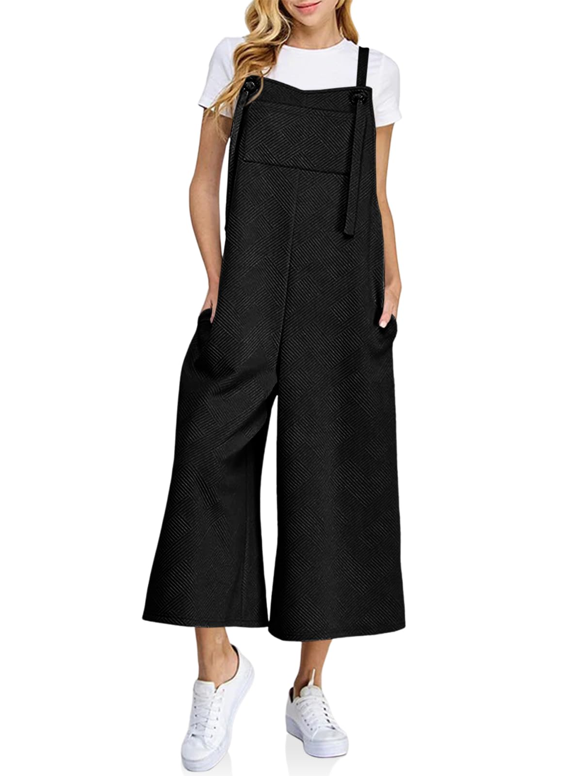 Women's Wide Leg Overalls Jumpsuit - Sleeveless Casual Romper with Adjustable Straps | Summer Loose Fit Denim Overalls for Women | Perfect for Outdoor Activities, Music Festivals & Casual Wear