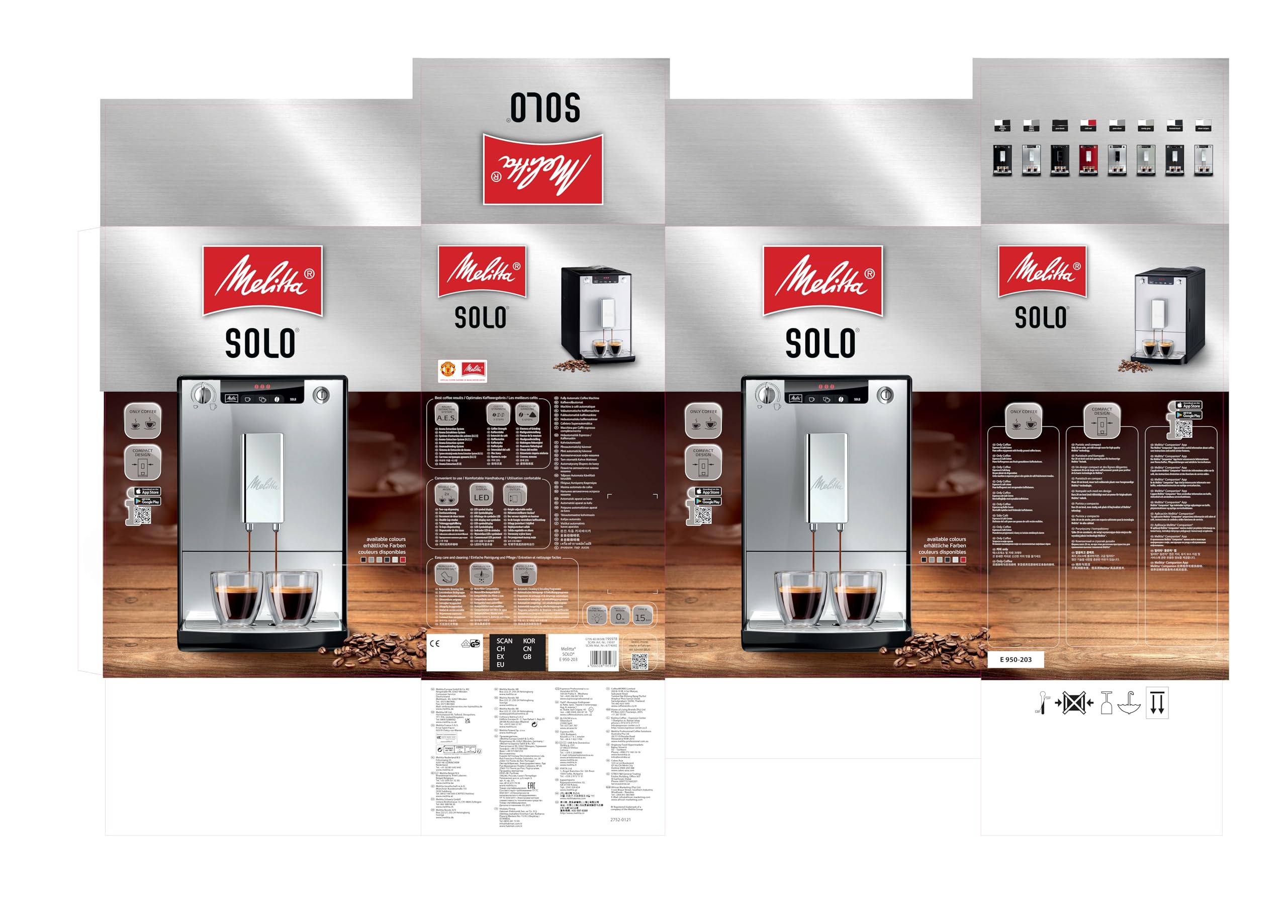 Melitta SOLO E950-103 Compact Bean to Cup Coffee Machine - Automatic Espresso & Cappuccino Maker for Home or Office - Silver/Black - Perfect for Small Kitchens & Workspaces