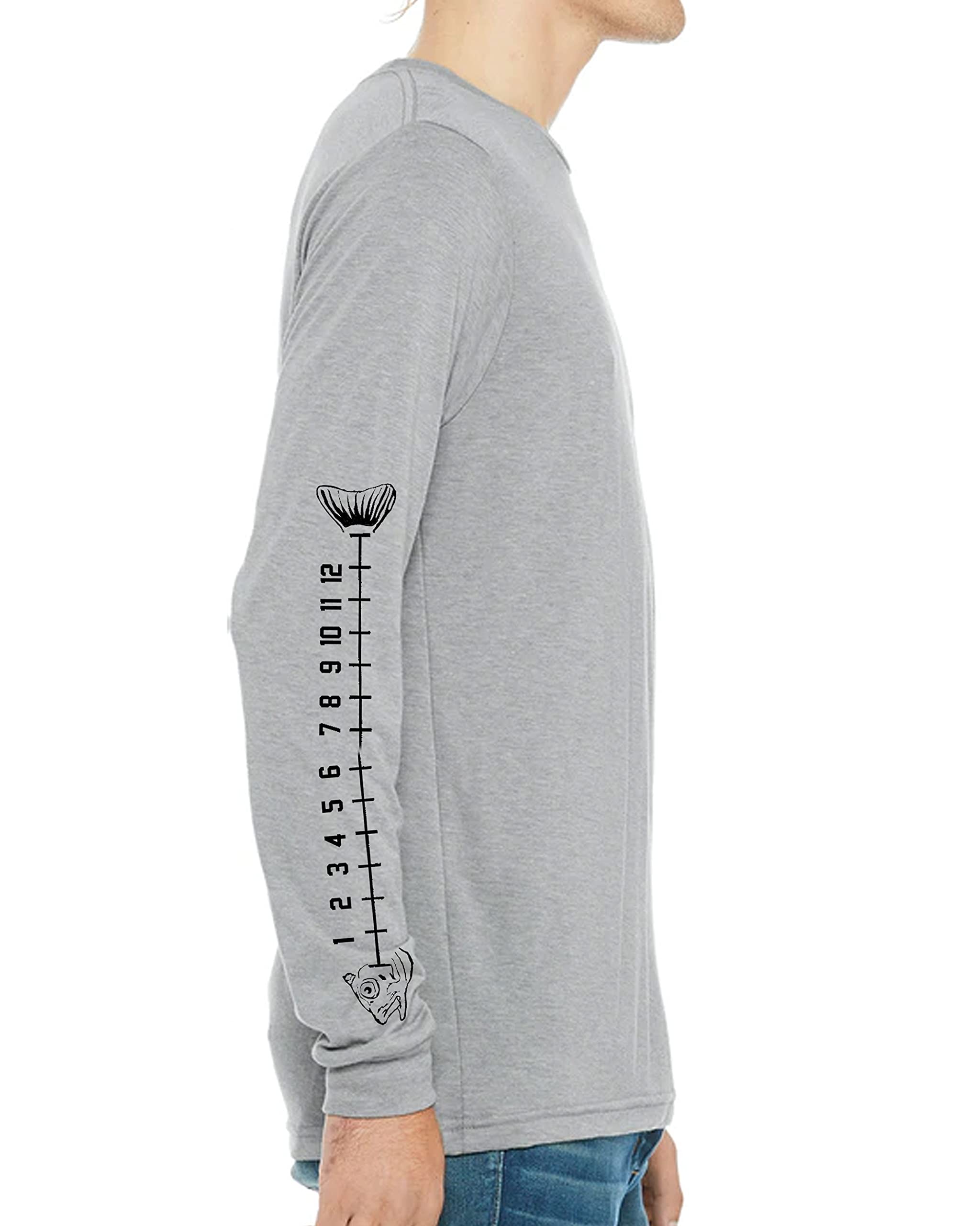 Men's & Women's Fishing Shirt with Built-in Ruler - Long Sleeve UV Protection T-Shirt (Medium, Grey) - Perfect for Outdoor Fishing, Hiking & Camping