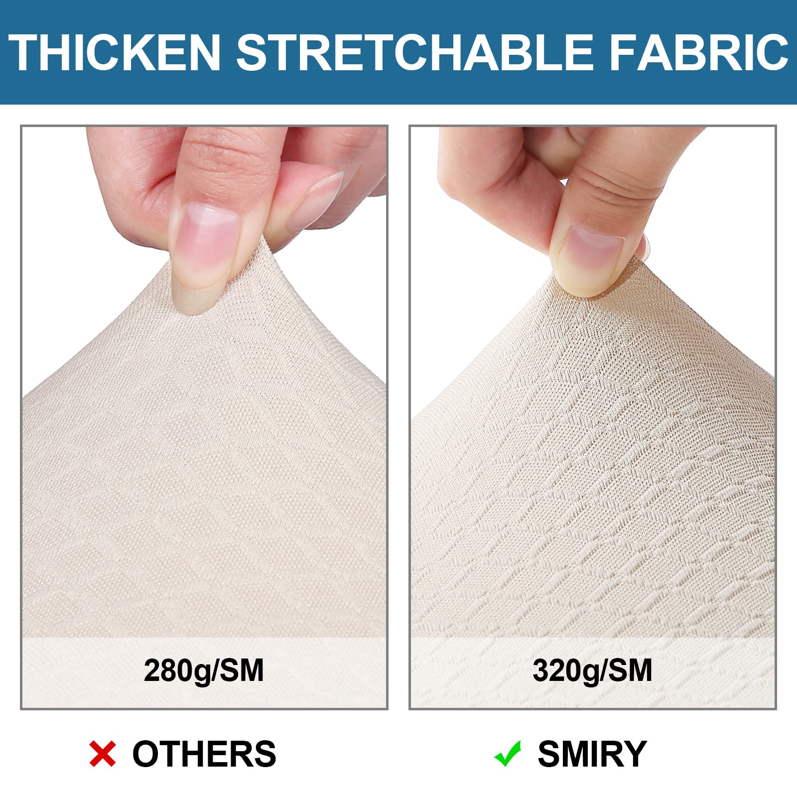 Smiry Waterproof Dining Chair Covers Set of 6 - Stretch Jacquard Washable Seat Slipcovers Protector for Kitchen & Dining Room (Beige, No Rear Covers) | Perfect for Family Gatherings, Daily Meals & Pet-Friendly Homes