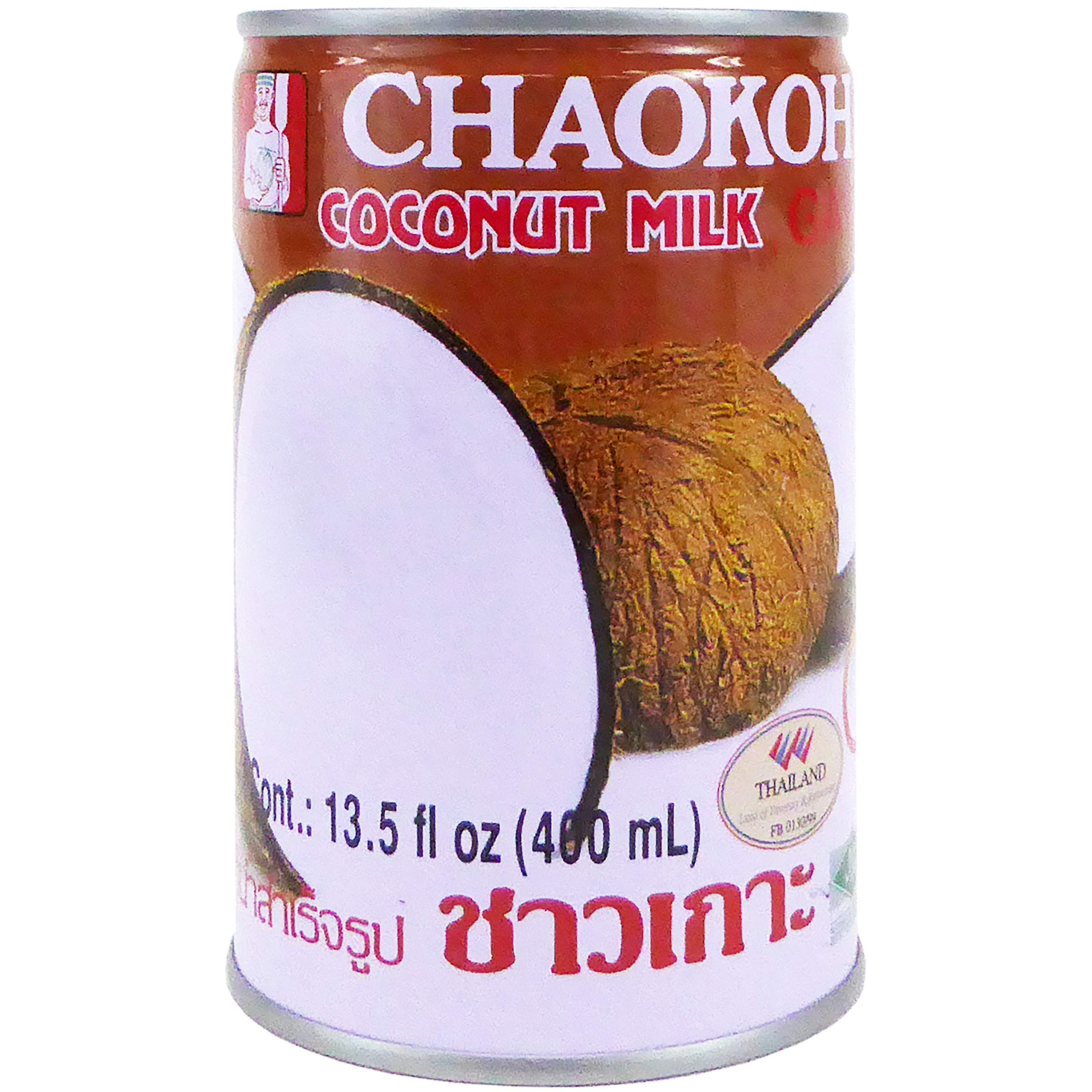 Chaokoh Coconut Milk 24 Pack (13.5 Oz per Can) - Creamy Non-Dairy Coconut Milk, No Preservatives or Artificial Flavors, Perfect for Smoothies, Curries, Baking & Vegan Recipes