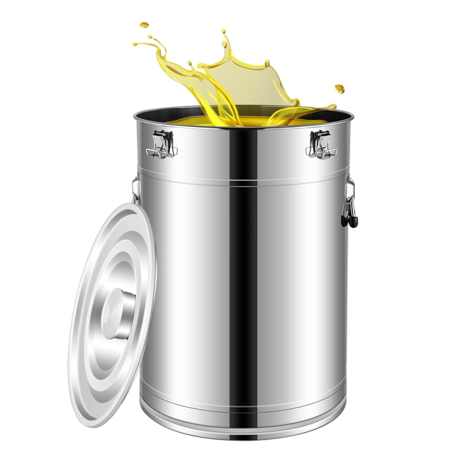 AIZYR 35L 304 Stainless Steel Airtight Milk Can - Food Grade Liquid & Solid Storage Container with Silicone Seal, Carry Handle - Ideal for Dairy, Grains, Coffee, Pet Food Storage & Transport