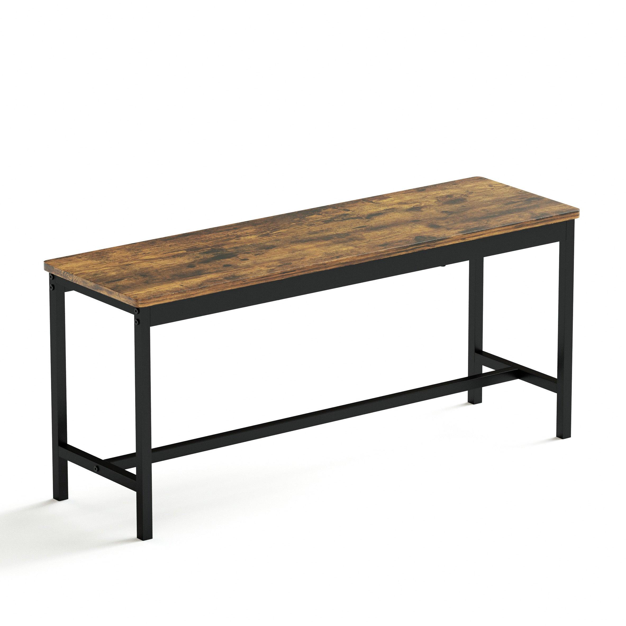 Industrial Dining Table Set with 2 Benches - 43.3