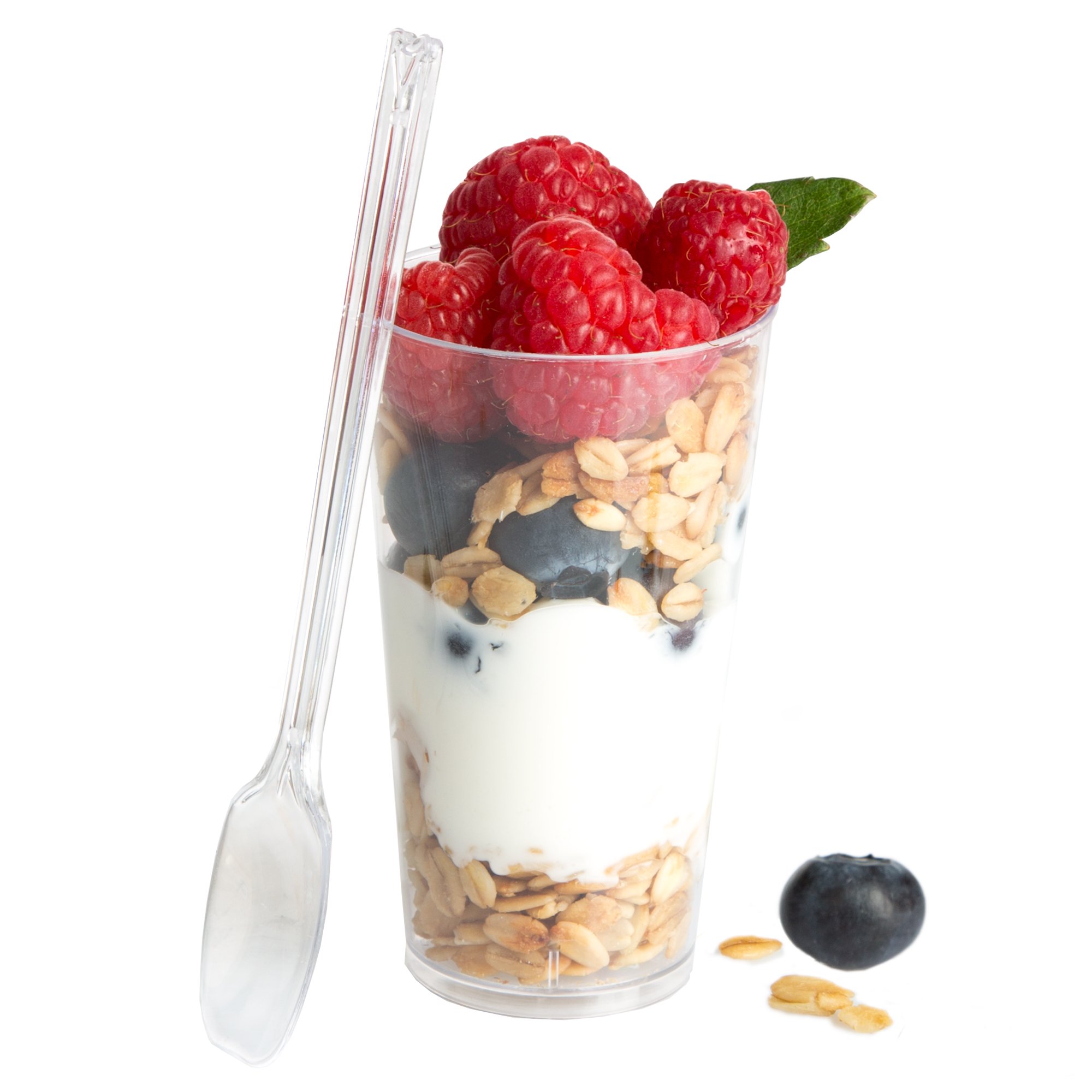 50-Pack Ilyapa 3oz Clear Plastic Dessert Cups with Spoons - Reusable Mini Appetizer Containers for Cheesecake Shooters, Chocolate Mousse, Parfait - Perfect for Parties, Catering & Home Entertaining