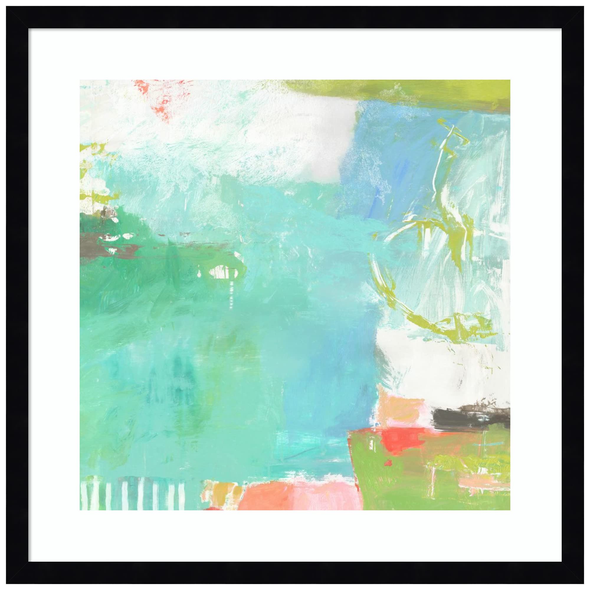 Amanti Art Framed Abstract Wall Art Print - 21x21 Water Music by Suzanne Nicoll | Modern Contemporary Decor Poster Painting for Living Room, Bedroom, Office | Perfect for Home & Office Decor