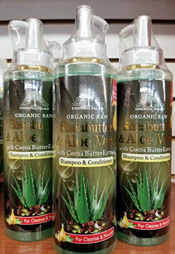 Organic Raw Shea Butter & Aloe Vera with Cocoa Butter 2-in-1 Shampoo and Conditioner - Moisturizing & Nourishing Hair Care for Dry, Damaged Hair - Perfect for Daily Use & Salon-Quality Results at Home