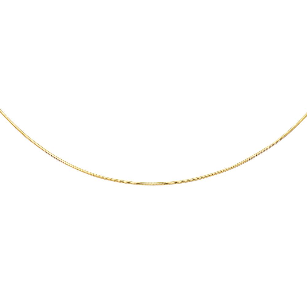 14K Gold 1.5mm Round Omega Necklace Chain with Screw Back Lock - Elegant Jewelry for Women, Perfect for Daily Wear, Gifts & Special Occasions