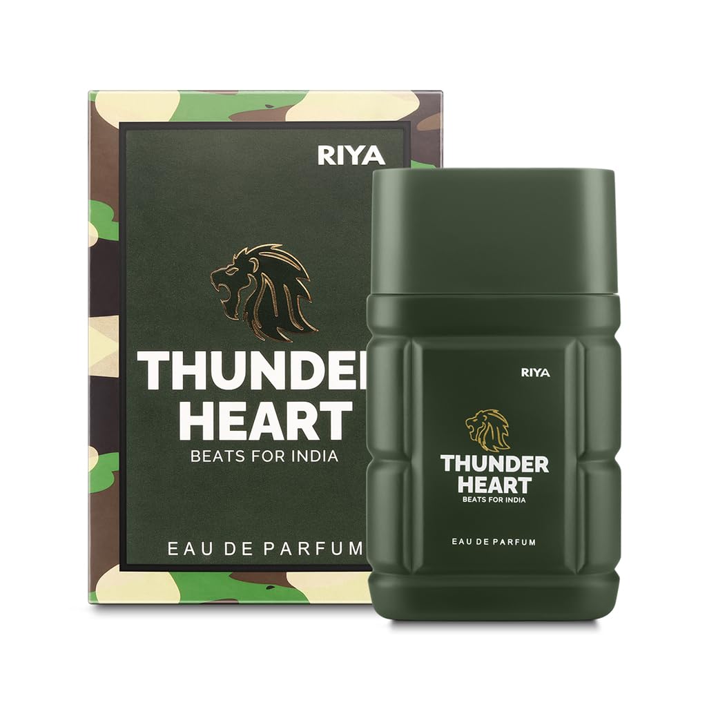RIYA Thunderheart BEATS FOR INDIA Eau De Parfum Spray - 100ml Long Lasting Citrus Floral Woody Fragrance for Men & Women | Gift Set Includes 30ml Born Rich Perfume | Perfect for Daily Wear, Date Nights & Special Occasions