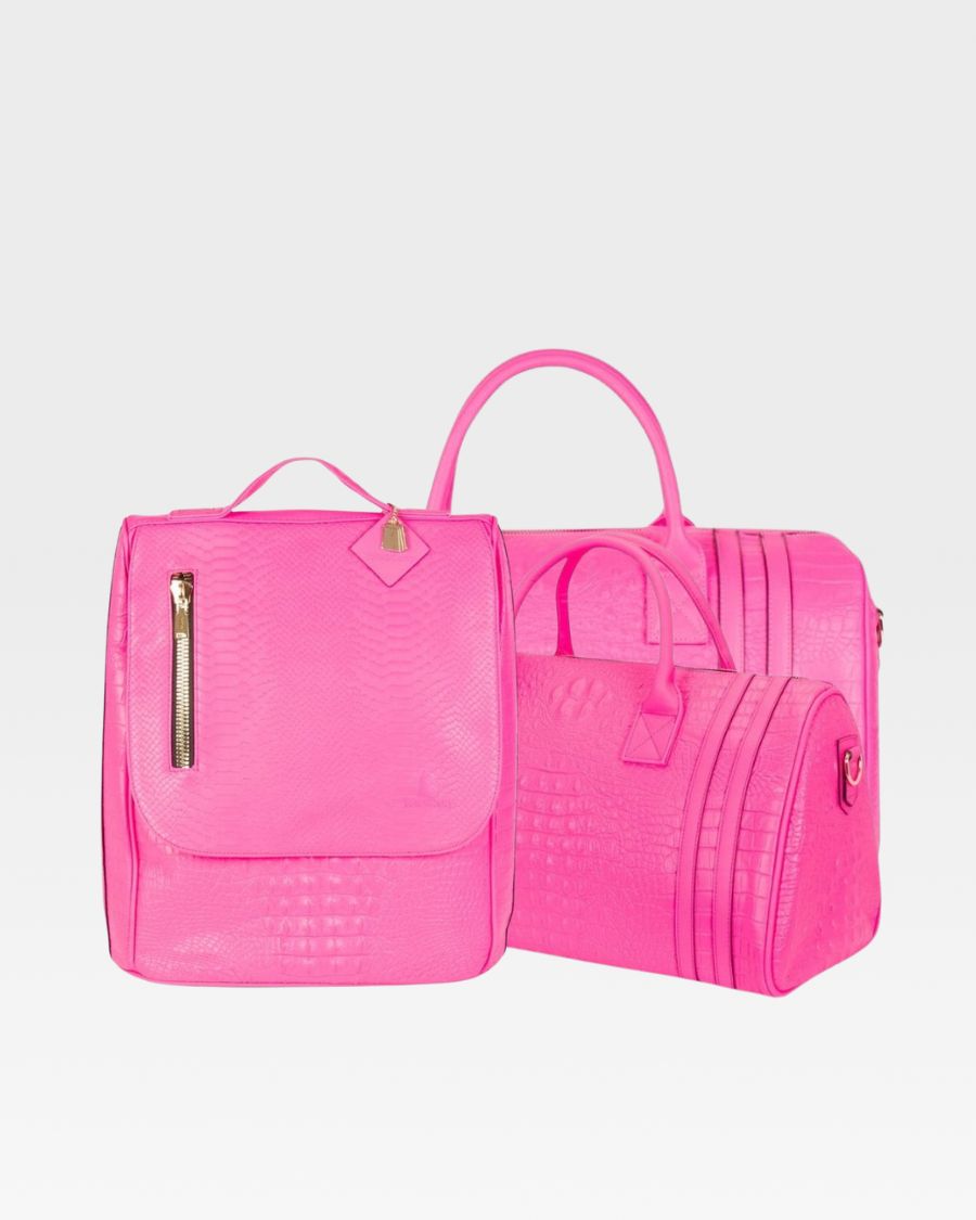 Apollo 2 Travel Set in Neon Pink - Compact Toiletry Bag & Cosmetic Organizer for Women | Perfect for Vacation, Gym, Business Trips & Weekend Getaways