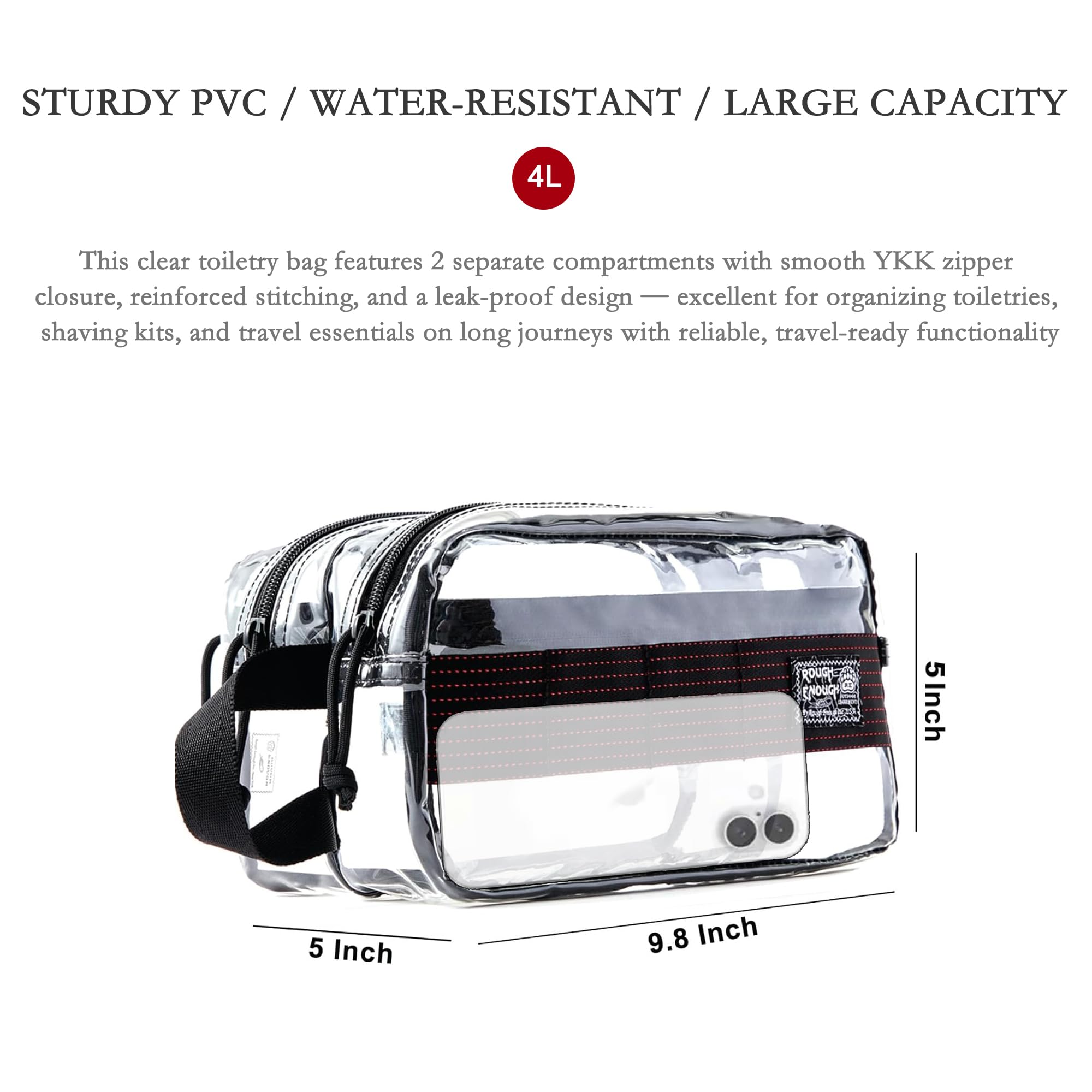 Clear Travel Toiletry Bag for Men & Women - Waterproof Shaving & Hygiene Dopp Kit with Multiple Pockets - Perfect for Airplane Carry-on, Gym Essentials & Weekend Getaways