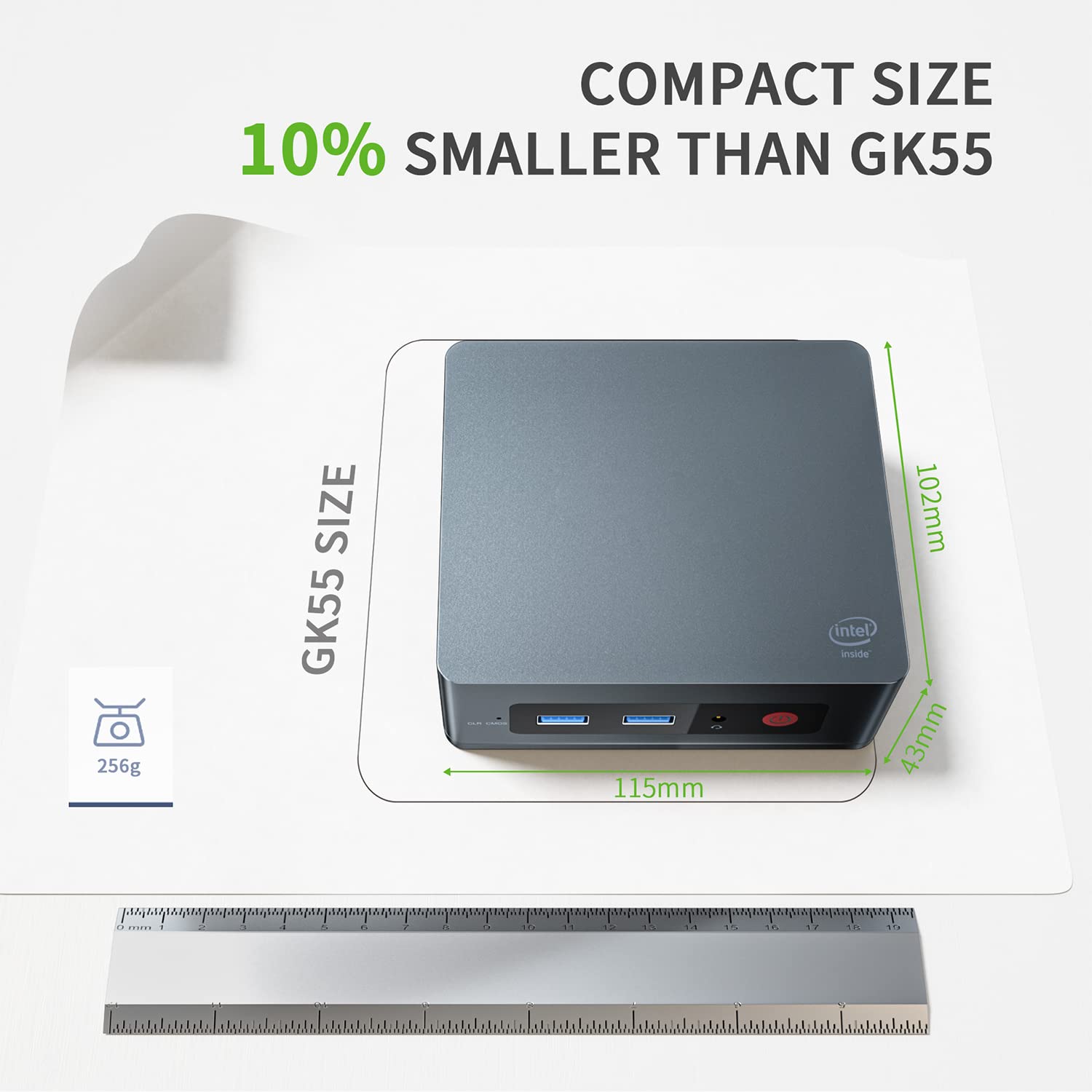 KUYiA Mini Desktop Computer - Windows 10 Pro, Intel Celeron J4205, 8GB RAM, 256GB SSD, Dual Band WiFi (2.4G/5G), Gigabit Ethernet, HDMI, USB 3.0, Bluetooth 4.0, Auto Power On - Perfect for Home Office, Digital Signage, and Light Gaming
