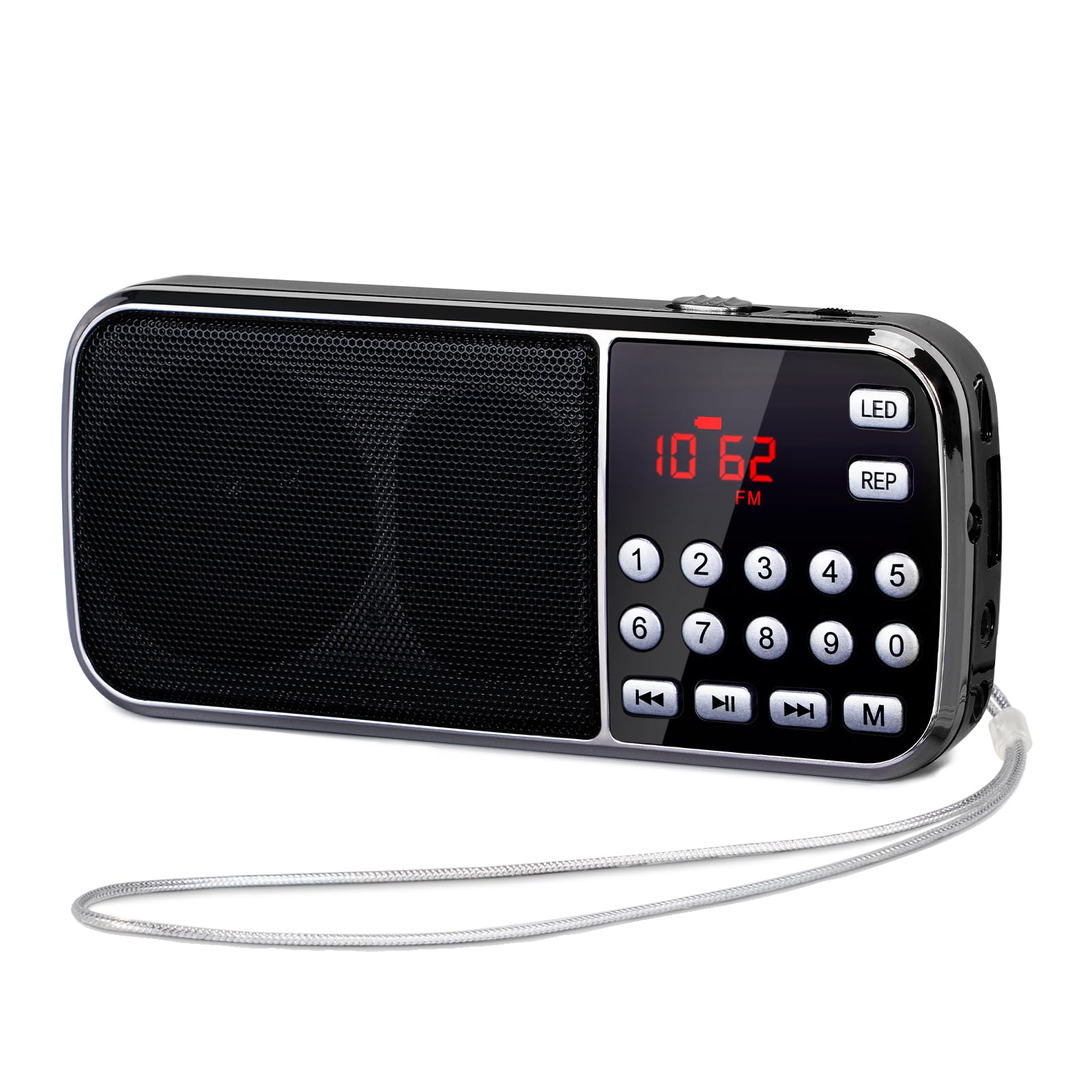 PRUNUS L-189 Portable AM/FM Radio with Dual Speaker, 1200mAh Rechargeable Battery, LED Flashlight - MP3/AUX/USB/TF Input - Perfect for Camping, Emergencies & Outdoor Activities