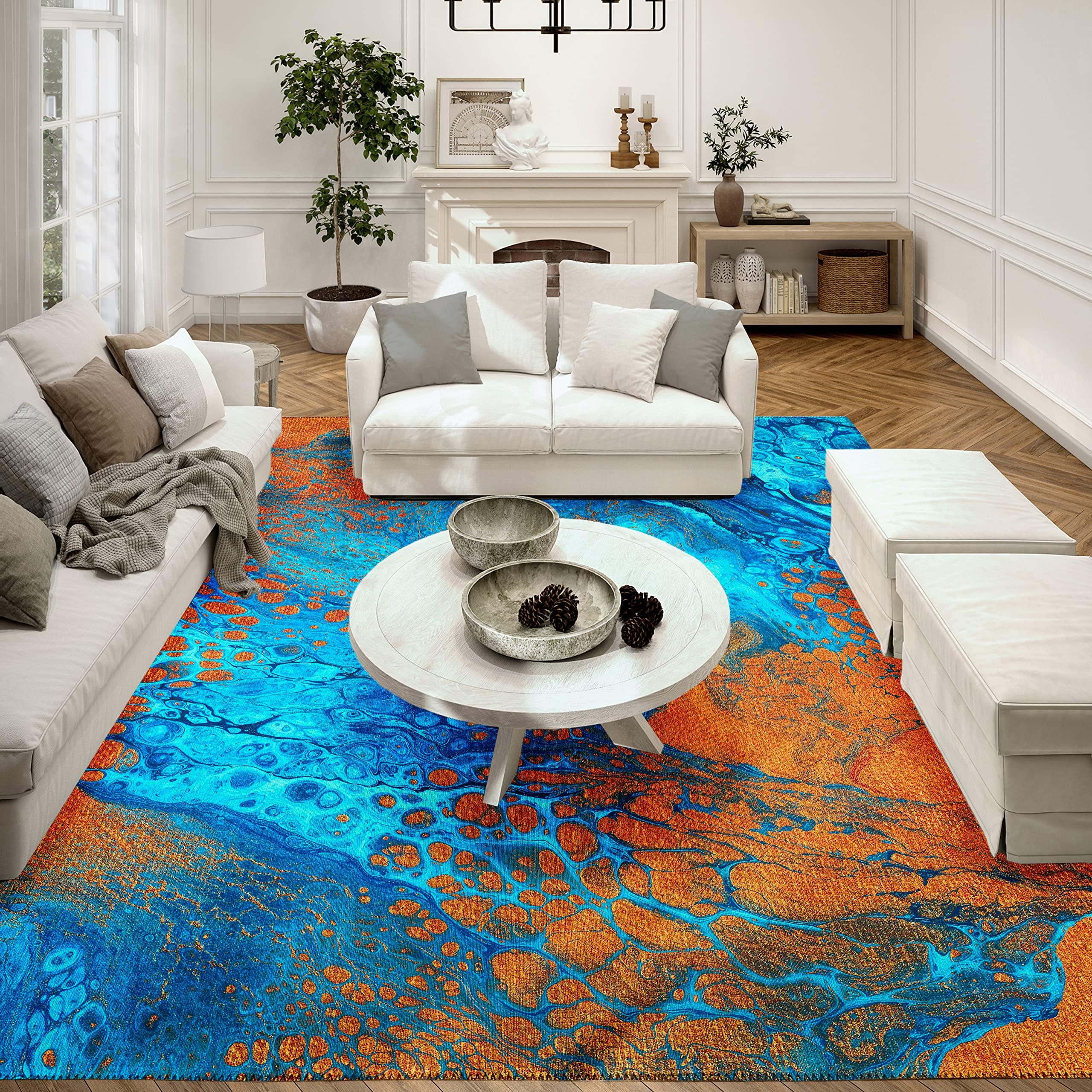 Karina AKC38 Cobalt 10' x 14' Indoor Outdoor Area Rug - Machine Washable, Non-Shedding, Easy Clean - Perfect for Bedroom, Living Room, Dining Room, Kitchen, Patio & Entryway - Durable & Stylish Home Decor
