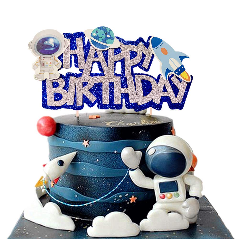 JeVenis Space Birthday Cake Topper Set - Astronaut, Rocket & Cupcake Decorations for Galaxy Themed Parties - Perfect for Kids Birthday Cakes, Baby Showers & Space-Themed Celebrations