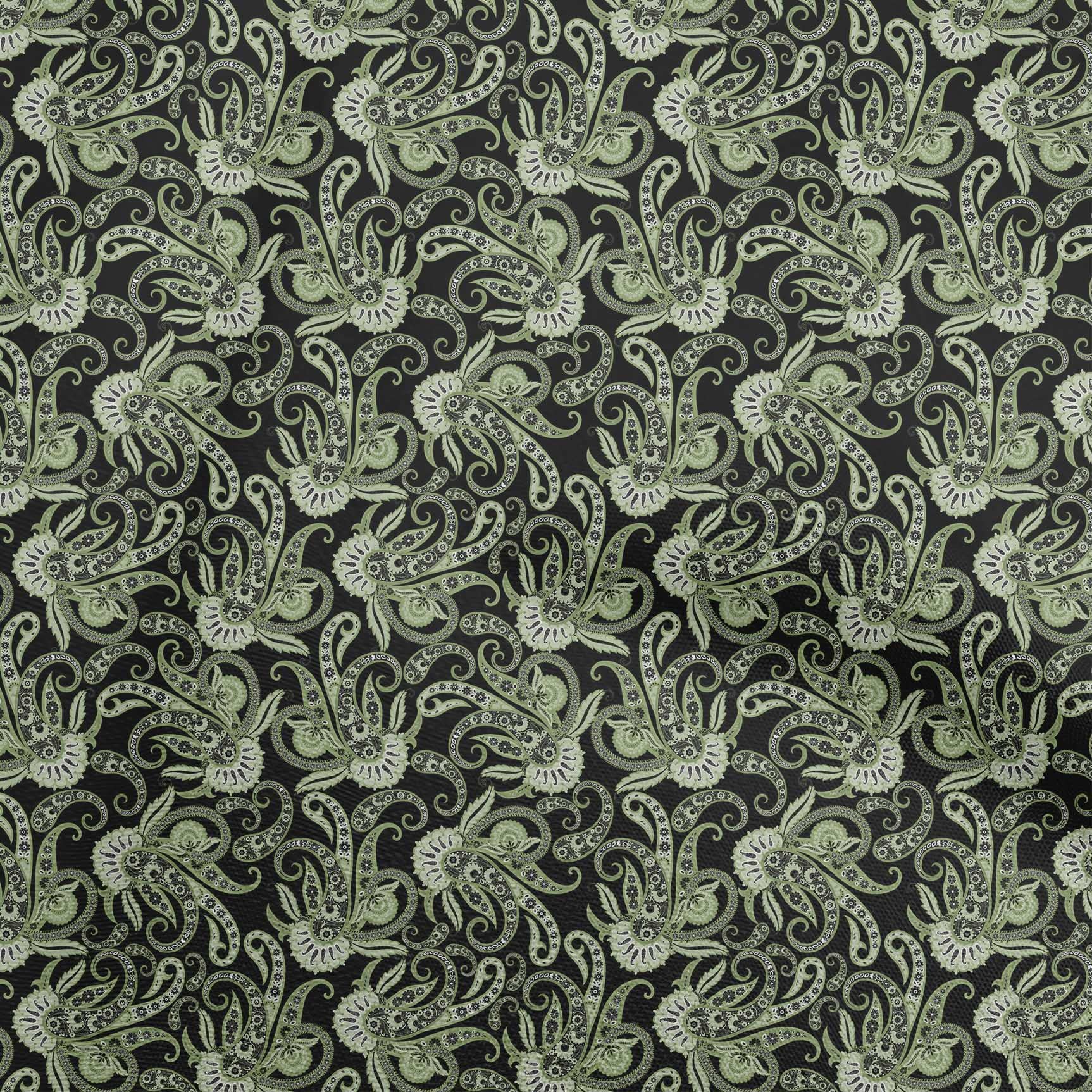 Premium Cotton Silk Green Paisley Fabric by The Yard - 42 Inch Wide for DIY Clothing, Dresses, Scarves & Home Decor Sewing Projects