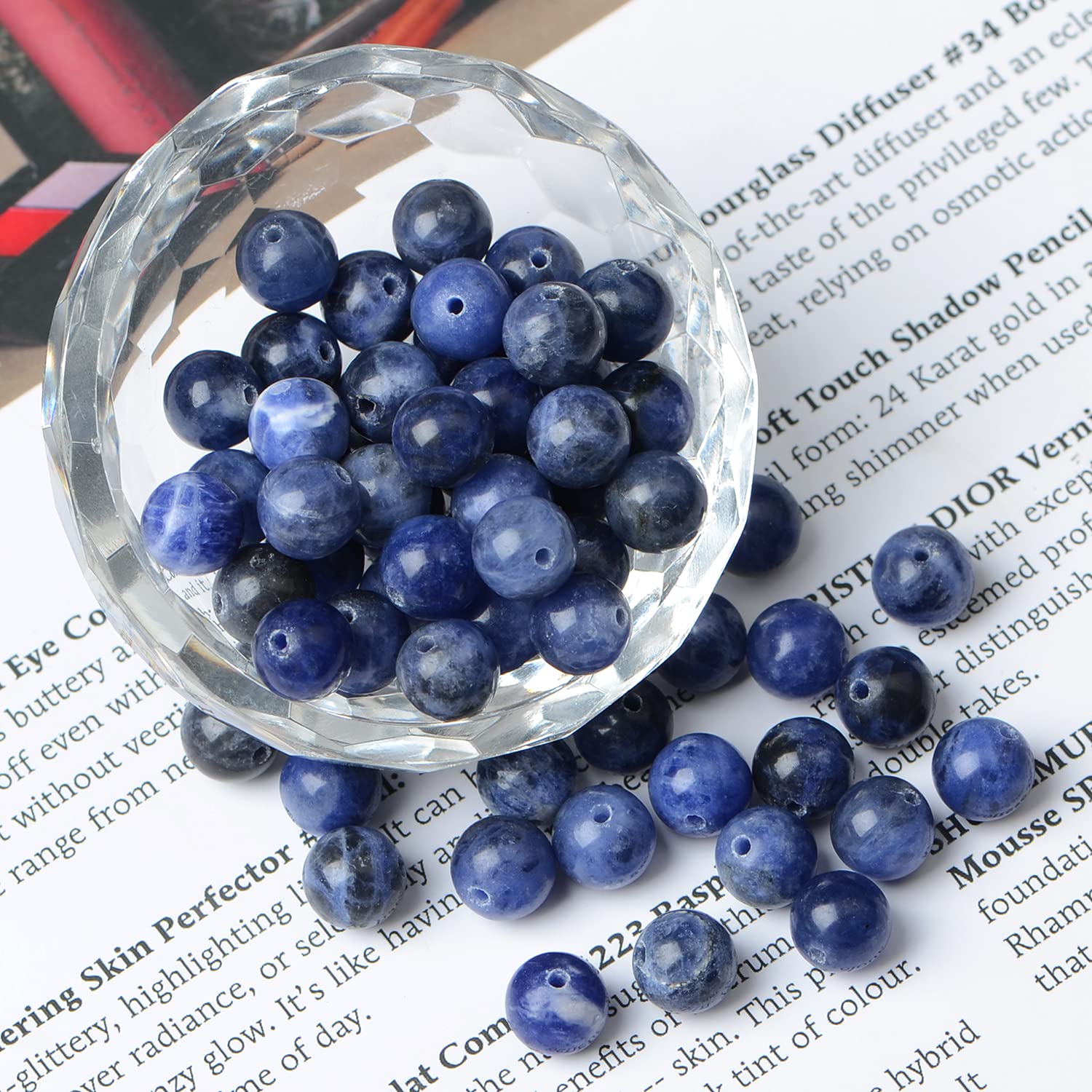 8mm Natural Round Loose Beads - 110pcs Blue Sodalite Beads for Jewelry Making, DIY 108 Mala Prayer Necklace, Yoga Meditation Bracelet & Spiritual Crafts - Perfect for Meditation, Yoga Practice, Gift Giving and Handmade Jewelry Design