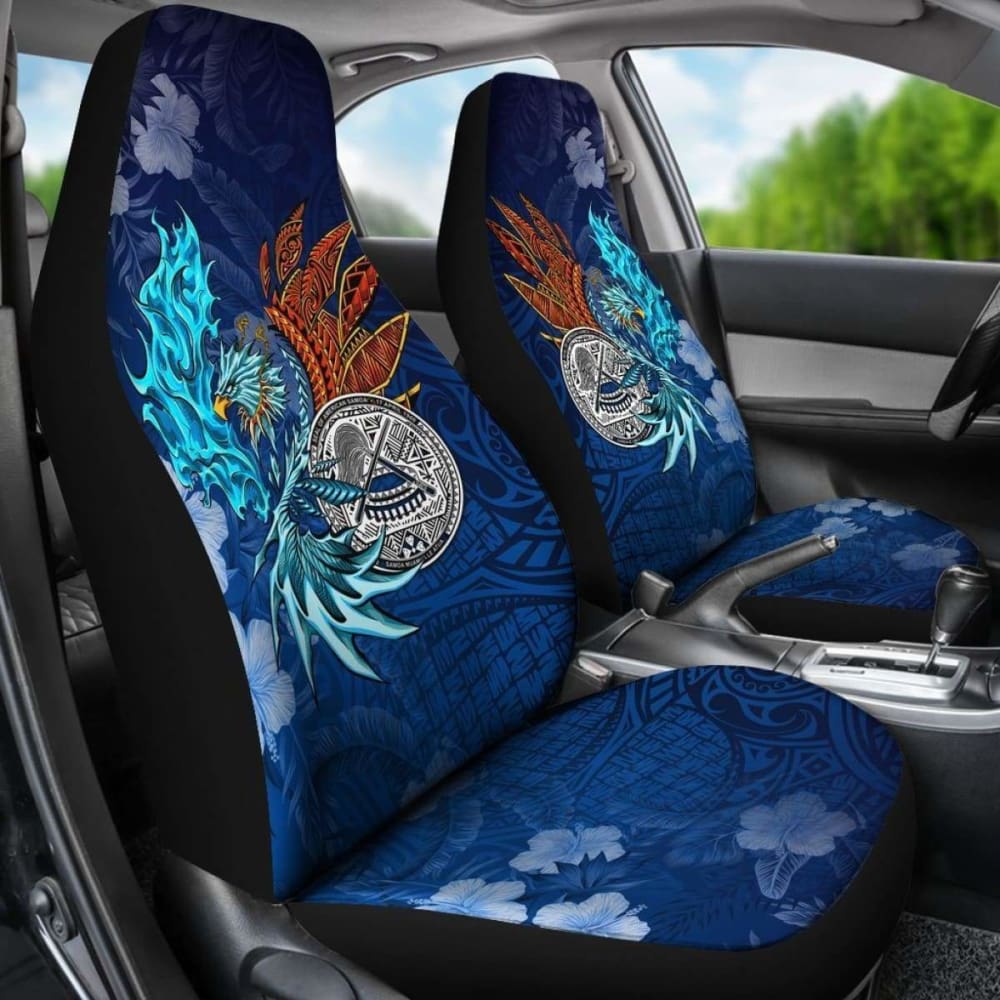 Premium American Samoa Polynesian Car Seat Covers - Blue Polynesian Eagle Design 110424 | Durable & Stylish for SUVs, Trucks & Sedans