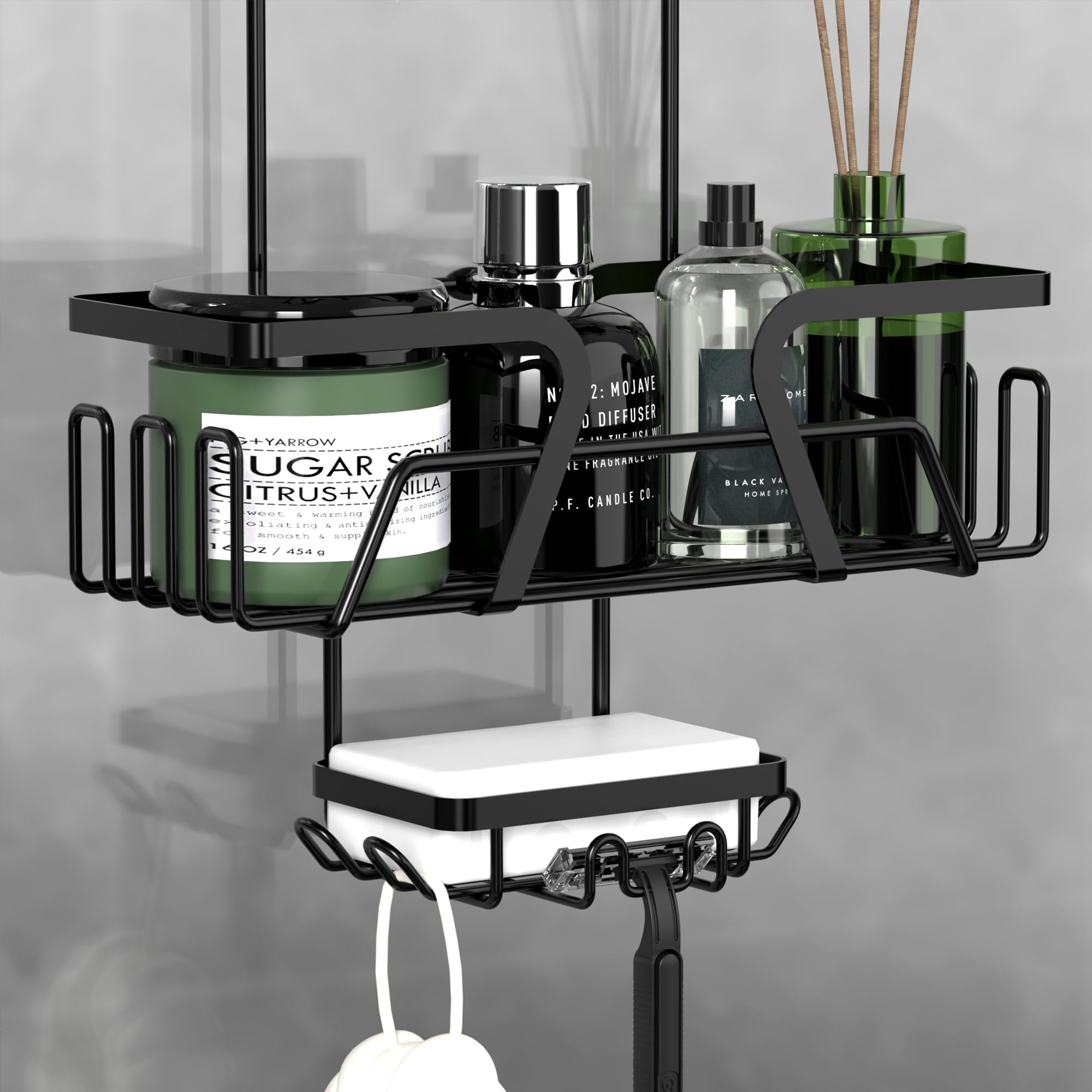 Stainless Steel Rustproof Shower Caddy Hanging Organizer - No Drilling 2-Tier Shower Shelf with Soap Dish | Perfect for Bathroom Storage of Razors, Soap & Shampoo | Space-Saving Solution for Small Showers & Dorm Bathrooms