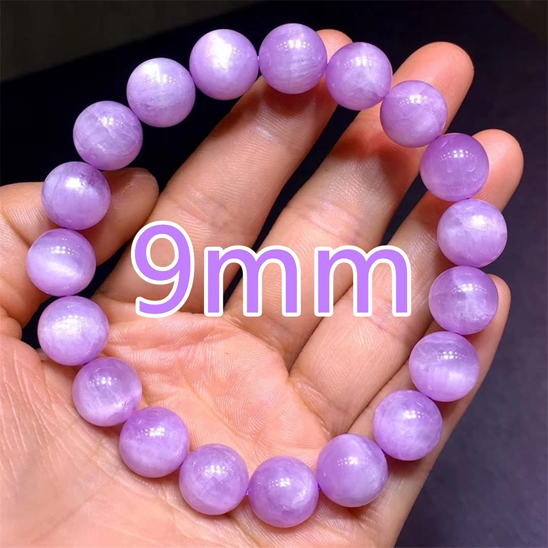 Natural Purple Kunzite Stretch Bracelet for Women & Men - Healing Crystal Cat Eye Gemstone Beads (9-12mm) | Spiritual Healing, Meditation, Yoga & Fashion Jewelry Gift