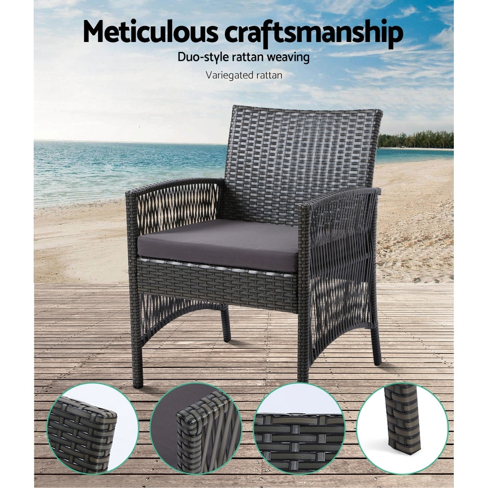 4-Piece Outdoor Wicker Sofa Set with Harp Chairs and Table - Grey Patio Garden Furniture for Backyard, Poolside & Terrace Relaxation