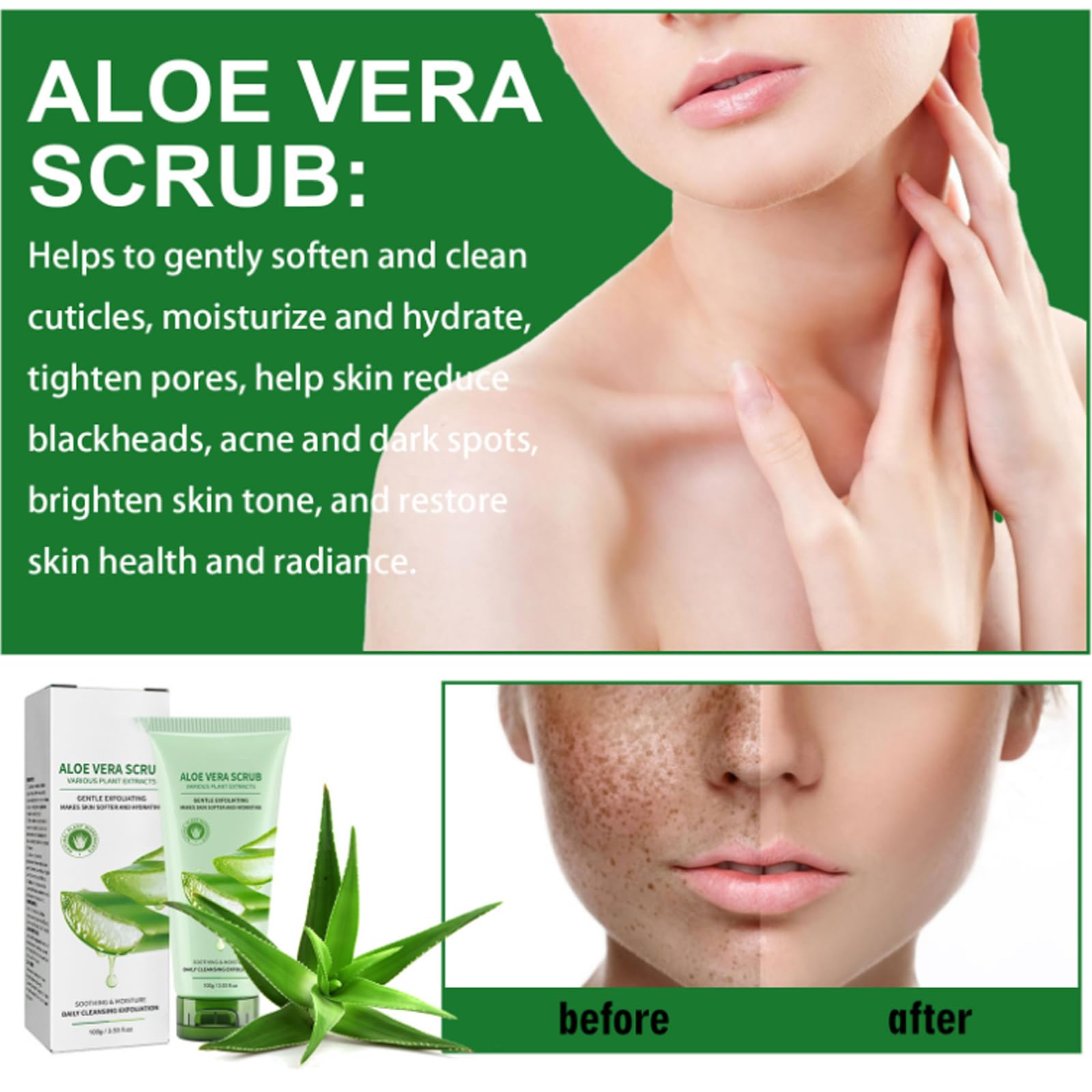 **Aloe Vera Exfoliating Cleansing Gel for Face & Body – Gentle Deep Cleansing & Nourishing Skin Scrub – 2PCS – Perfect for Daily Skincare & Spa Days**