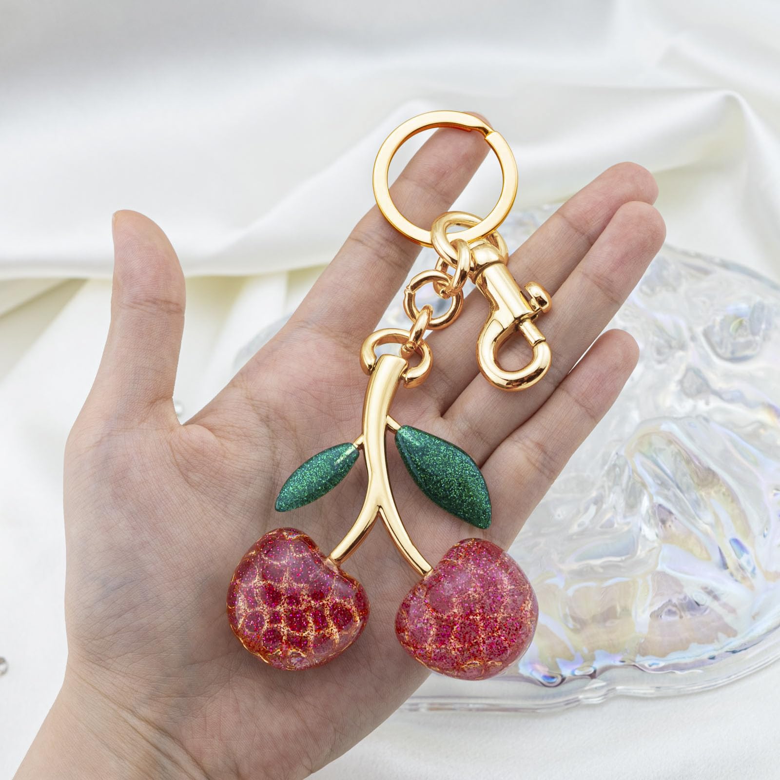 Aisity Cherry Bag Charms - Cute Purse Accessories for Women, Handbag Keychain Decorations, Unique Gifts for Her - Perfect for Handbags, Backpacks, and Keychains (Party, Travel, Everyday Use)