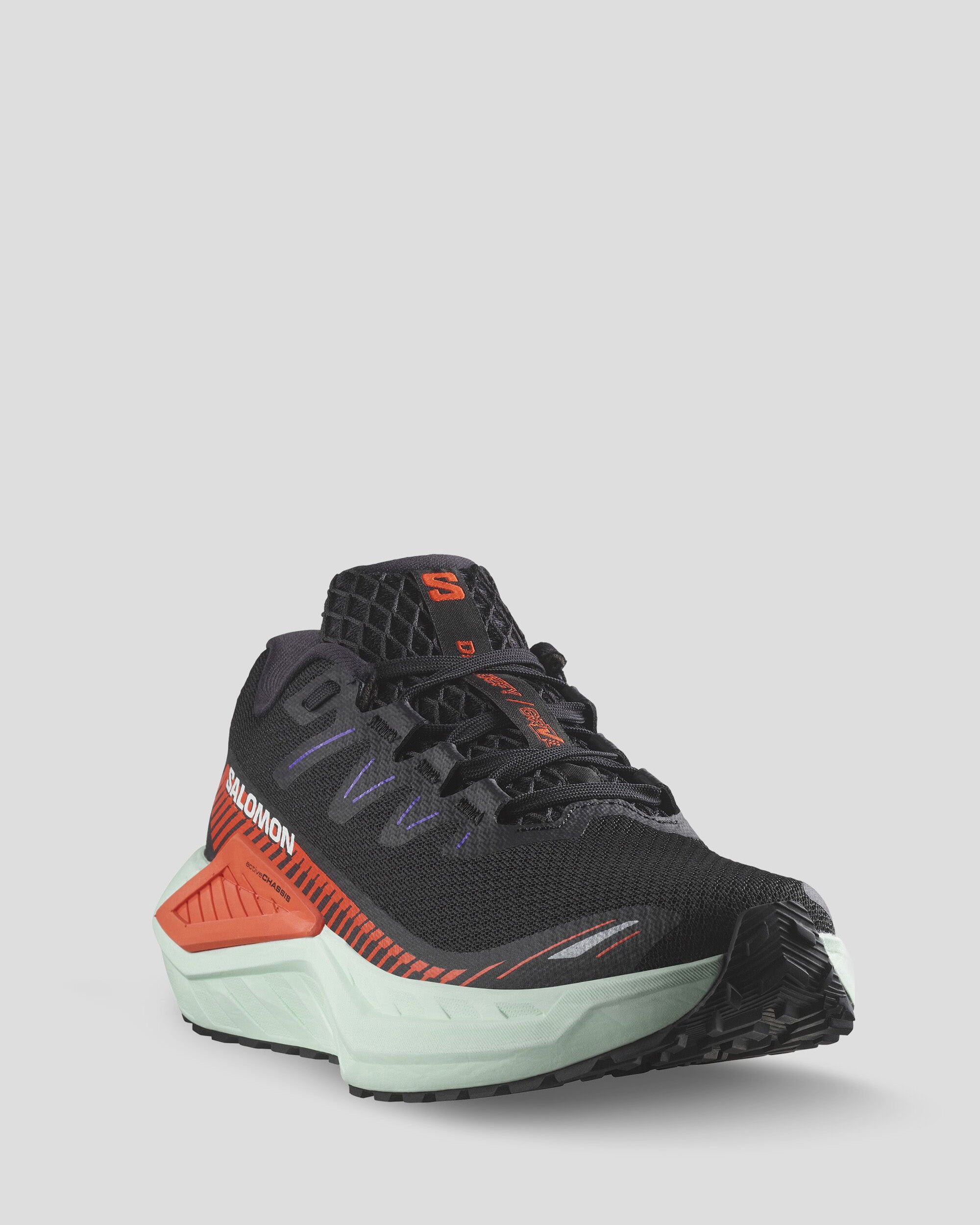 Women's Salomon DRX Defy Grvl Running Shoes - Lightweight Trail Running Shoes for Women with Grip & Cushion - Black/Cherry Tomato/Bay - Perfect for Gravel Trails, Hiking & Outdoor Adventures