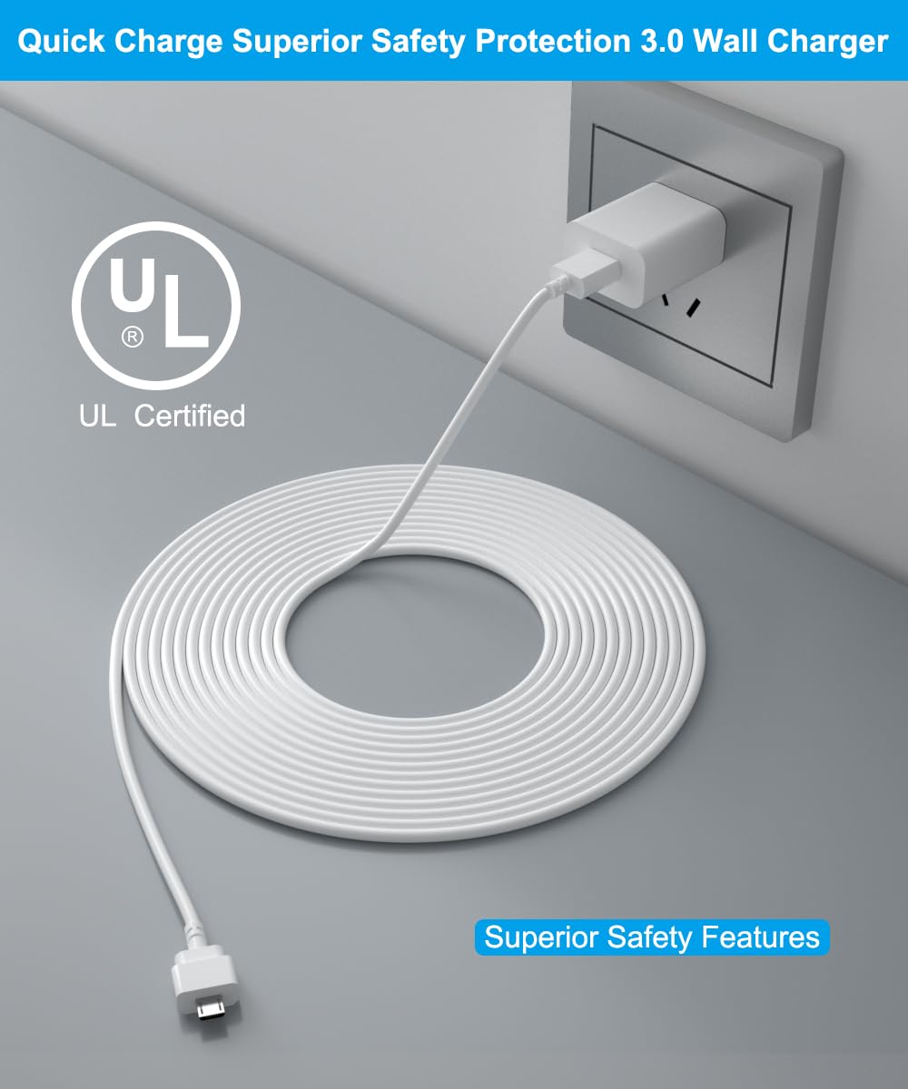 Blink Mini Charger Cable 10FT with Wall Adapter - Micro USB Power Cord for Blink Mini Security Cameras (Not Compatible with Blink Mini 2) - Waterproof & Durable for Indoor/Outdoor Use - Perfect for Home Security Camera Setup & Continuous Power Supply