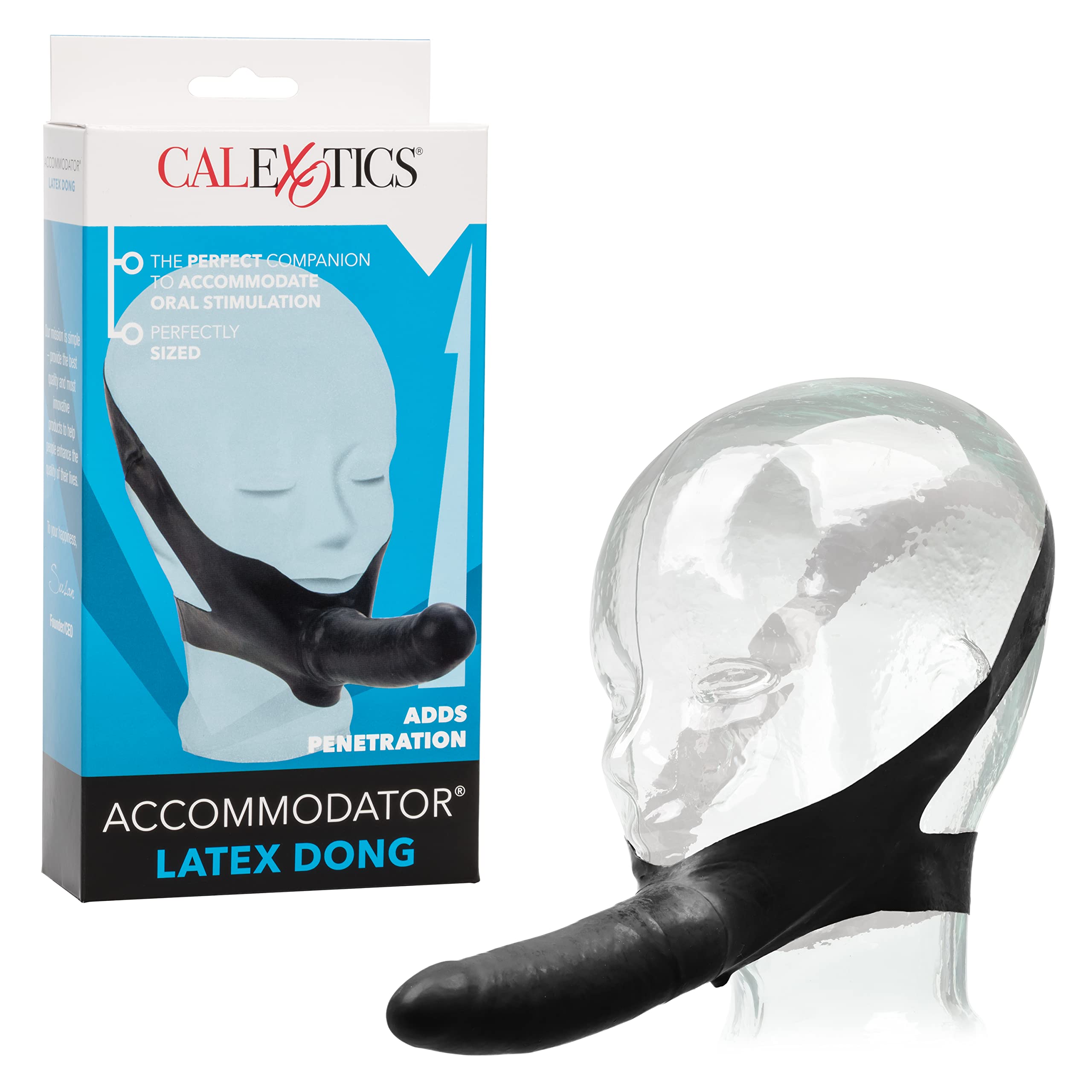 CalExotics Original Accommodator Hands-Free Strap-On Dildo for Couples - Black Latex Adult Sex Toy for Couples Play & Solo Pleasure - Perfect for Bonding & Exploration