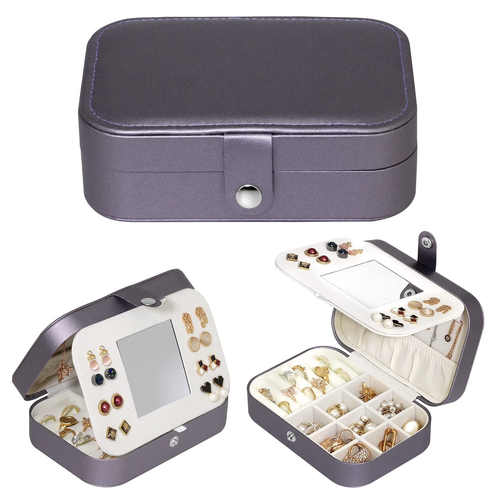 Elegant Jewelry Organizer Box for Girls - Mini Travel Jewelry Case, Portable Storage for Necklaces, Bracelets, Earrings & Rings (Flash Purple) - Perfect for Travel, Gifts & Home Organization