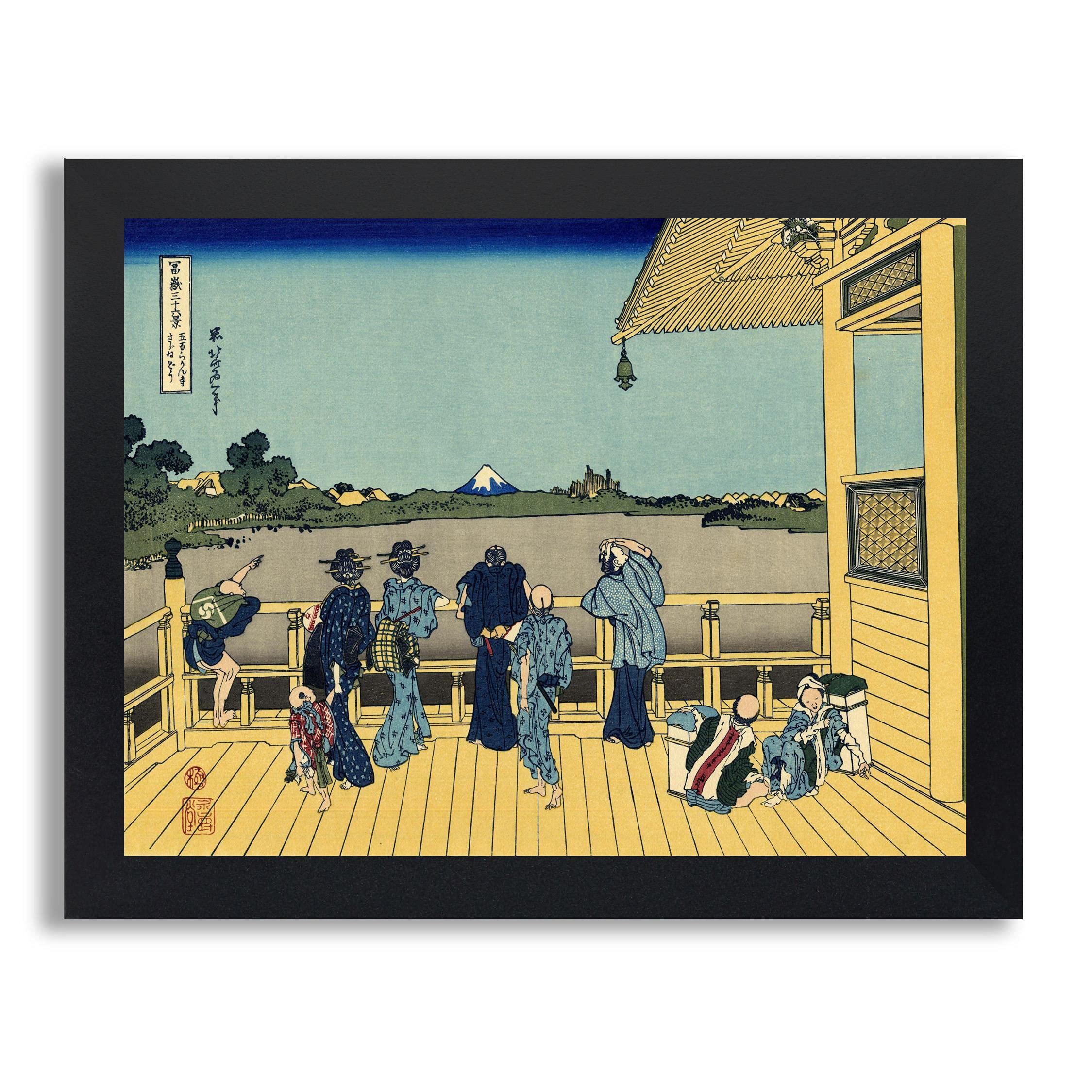 Katsushika Hokusai Sazai Hall Rakan Temples Framed Art Print - Japanese Ukiyo-e Woodblock Reproduction in Wood Frame - Perfect for Home, Office & Gallery Wall Decor | Unique Gift for Art Lovers & Zen Interior Design
