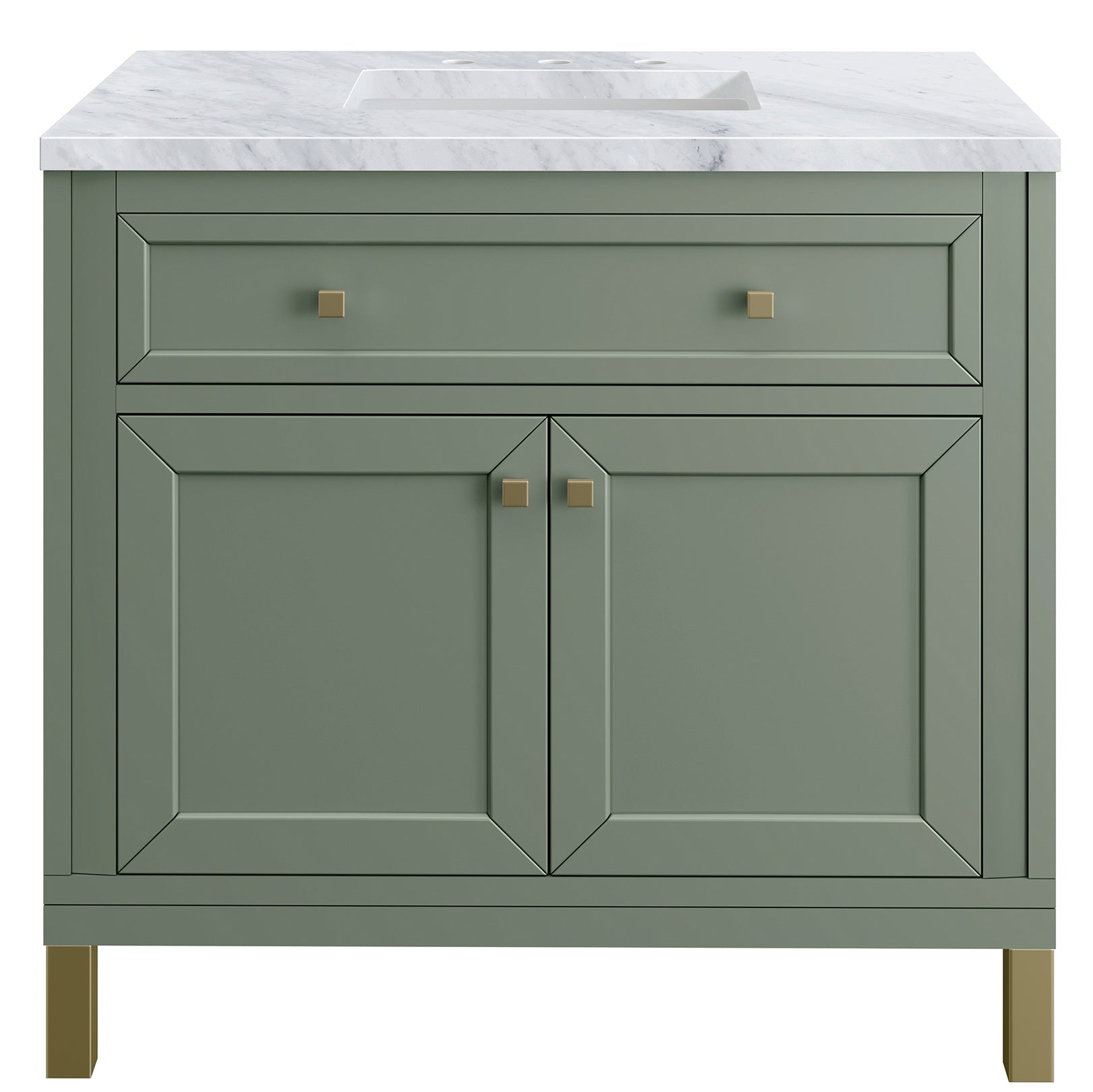 James Martin Vanities Chicago Collection 36 Inch Single Bathroom Vanity in Smokey Celadon with Countertop Options - Modern Farmhouse Style for Small Bathrooms & Powder Rooms