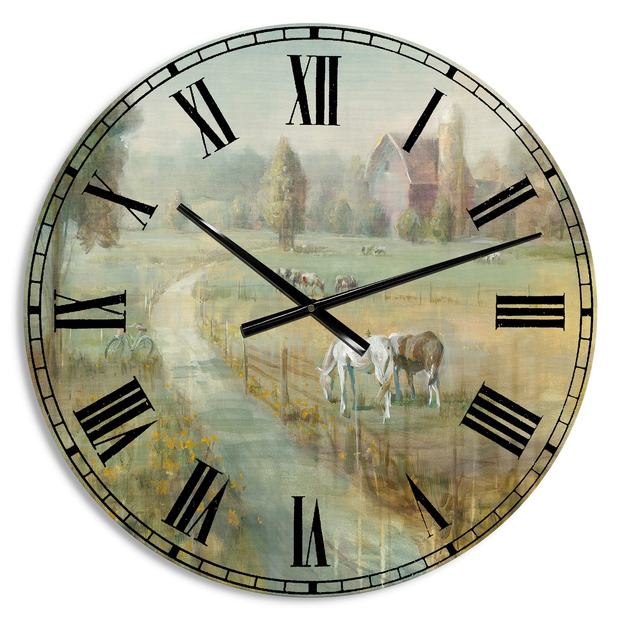 Farmhouse Wall Clock - Rustic Country Style for Home, Bedroom, Bathroom, Office & Living Room Decor | Perfect for Farmhouse, Cottage & Vintage Interior Design