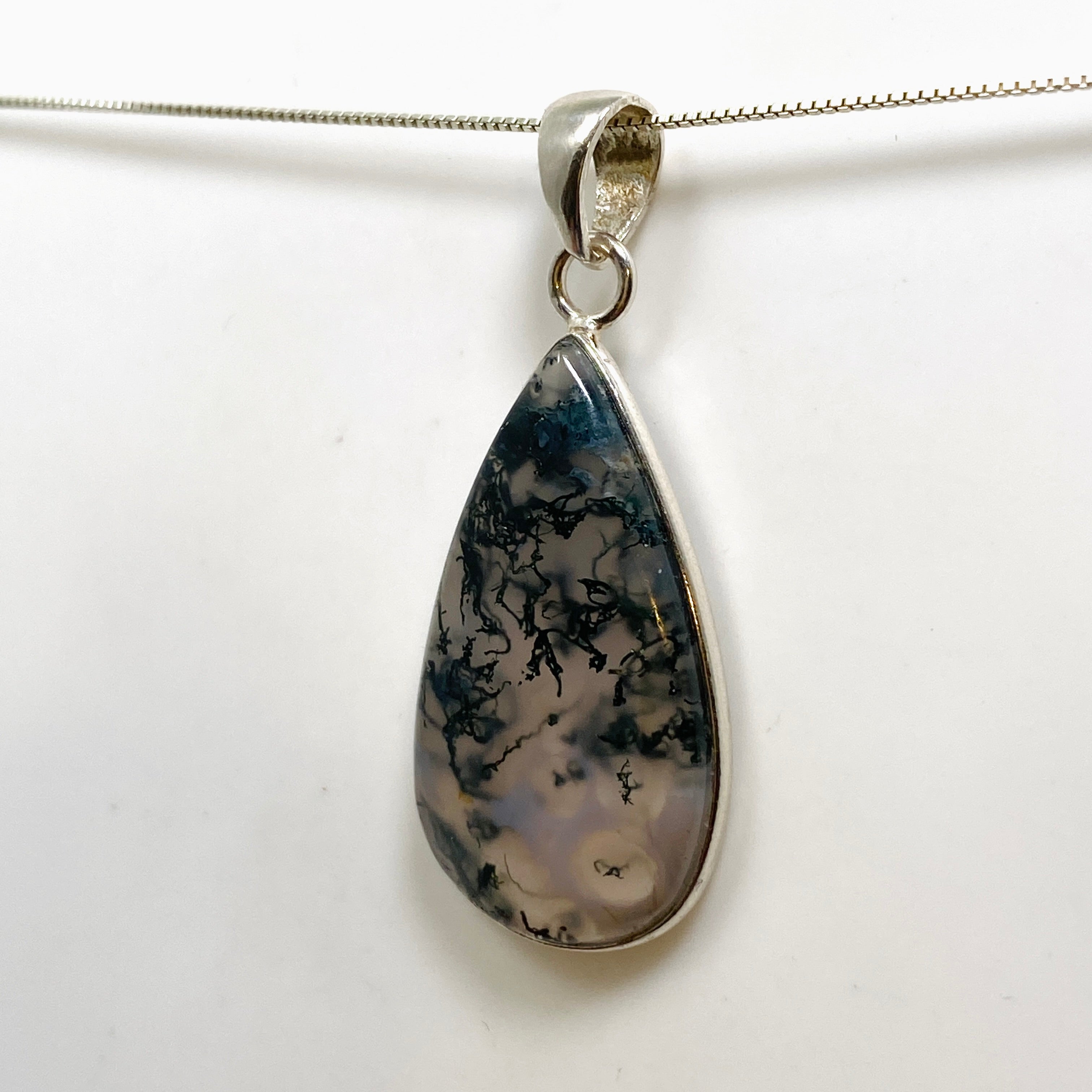 Natural Moss Agate Teardrop Cabochon Pendant - Handmade Gemstone Jewelry KPGJ4712 for Necklace Making, DIY Crafts & Spiritual Healing