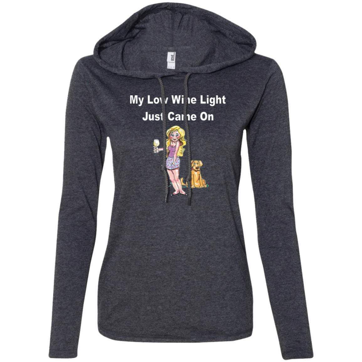 Low Wine Light Ladies Long Sleeve T-Shirt Hoodie - Funny Wine Lover Gift for Women - Perfect for Wine Tasting Parties & Casual Outings