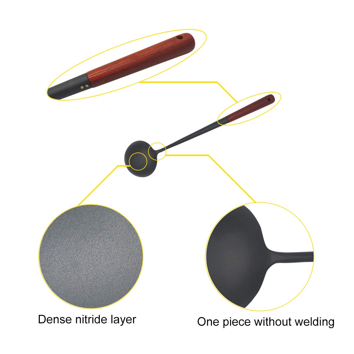 Premium Wooden Handle Asian Stir Fry Spatula and Ladle Set - Traditional Handmade Wok Cooking Utensils for Chinese Stir Fry, Extended Handle Design - Perfect for Home Chefs & Asian Cuisine Lovers