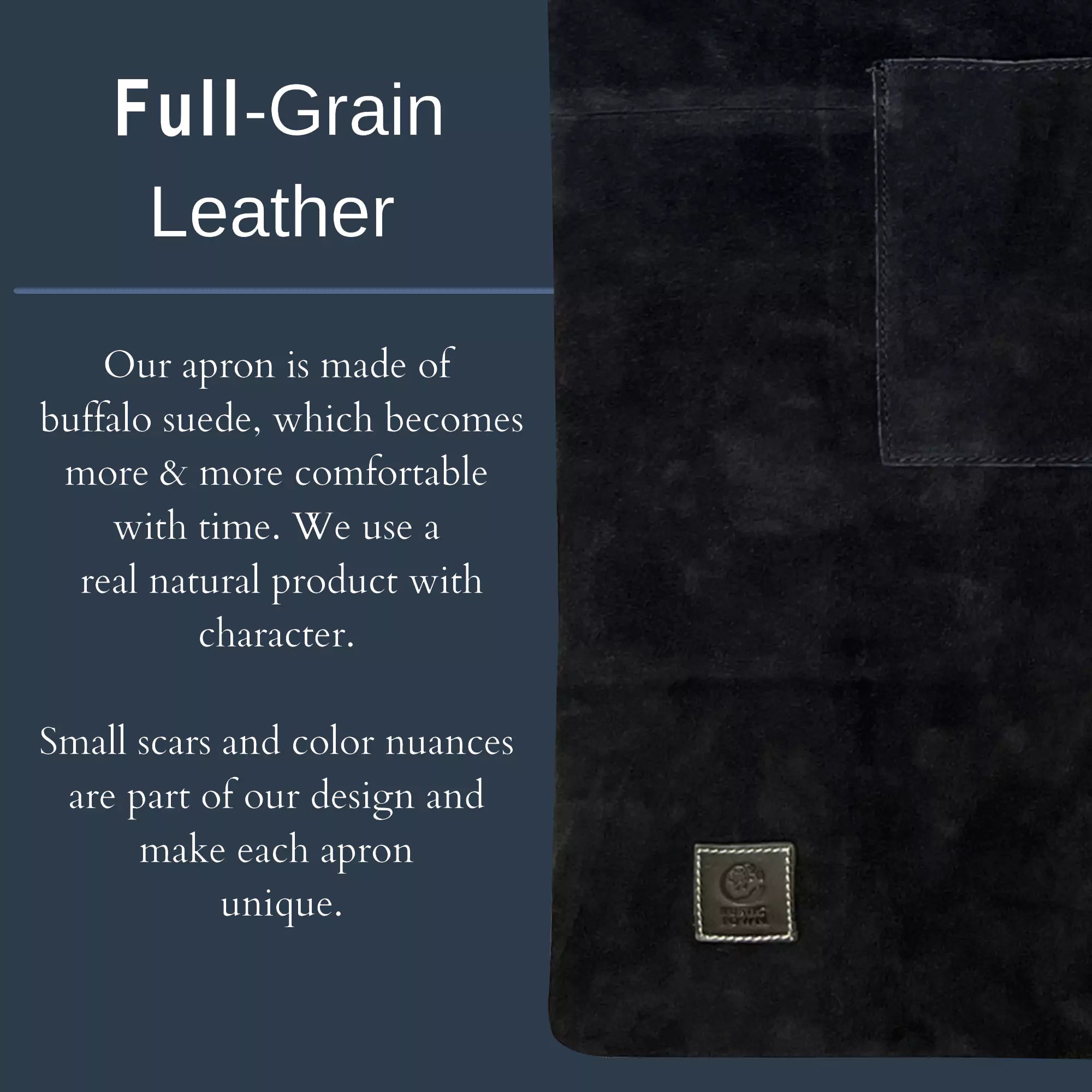 Premium Kuche Leather Grill & Woodworking Apron - Heavy Duty BBQ Cooking & Workshop Protection (Blue) - Ideal for Chefs, Butchers & DIY Craftsmen