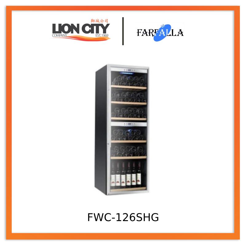 Farfalla FWC 126S3G 126 Bottle Wine Cooler Refrigerator - 270L Capacity, Dual Zone Cooling, Freestanding Design - Perfect for Home Bars, Restaurants, and Wine Cellars