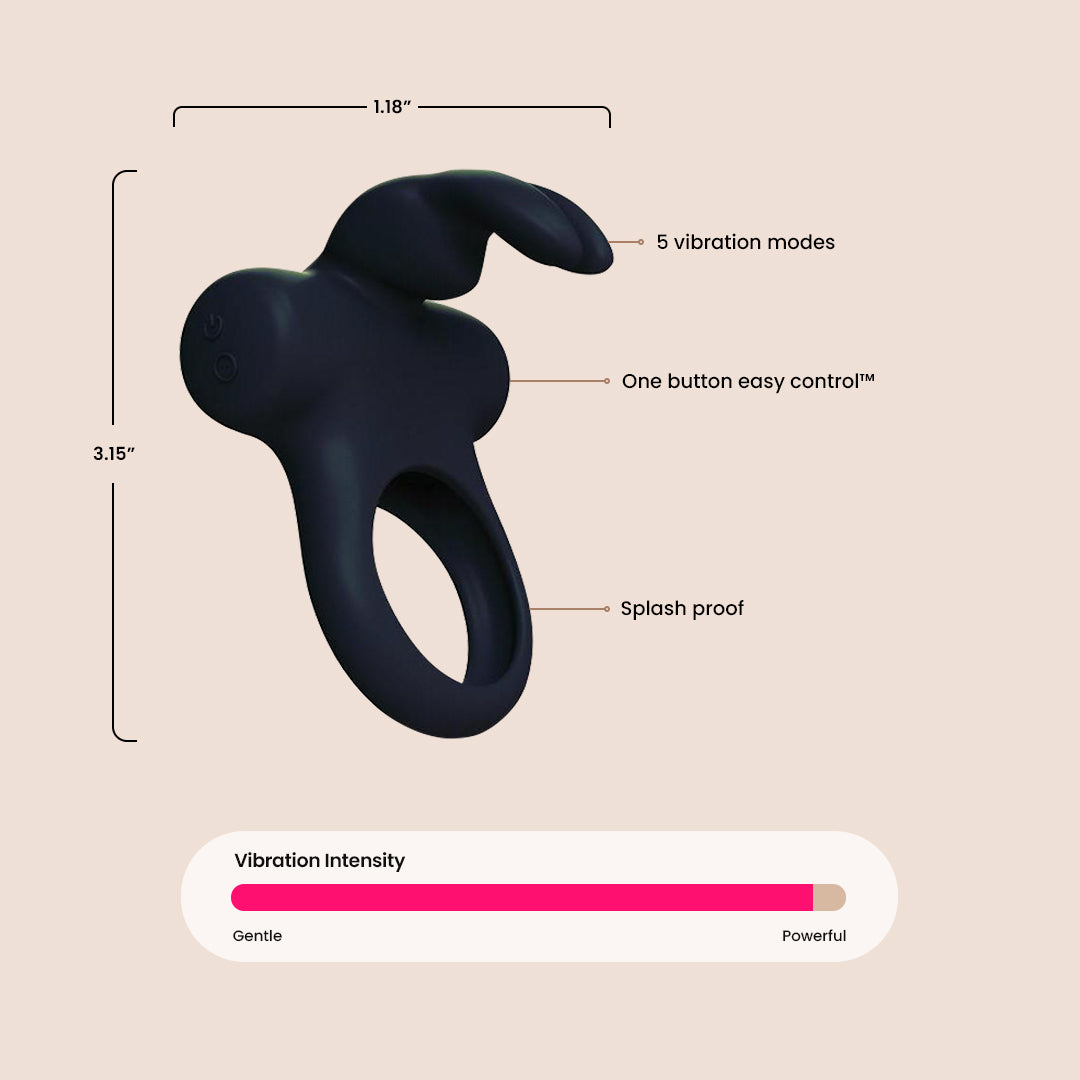 VeDO Frisky Bunny Vibrating Cock Ring - Enhance Intimacy & Pleasure for Couples - Perfect for Romantic Nights & Spicing Up Your Love Life